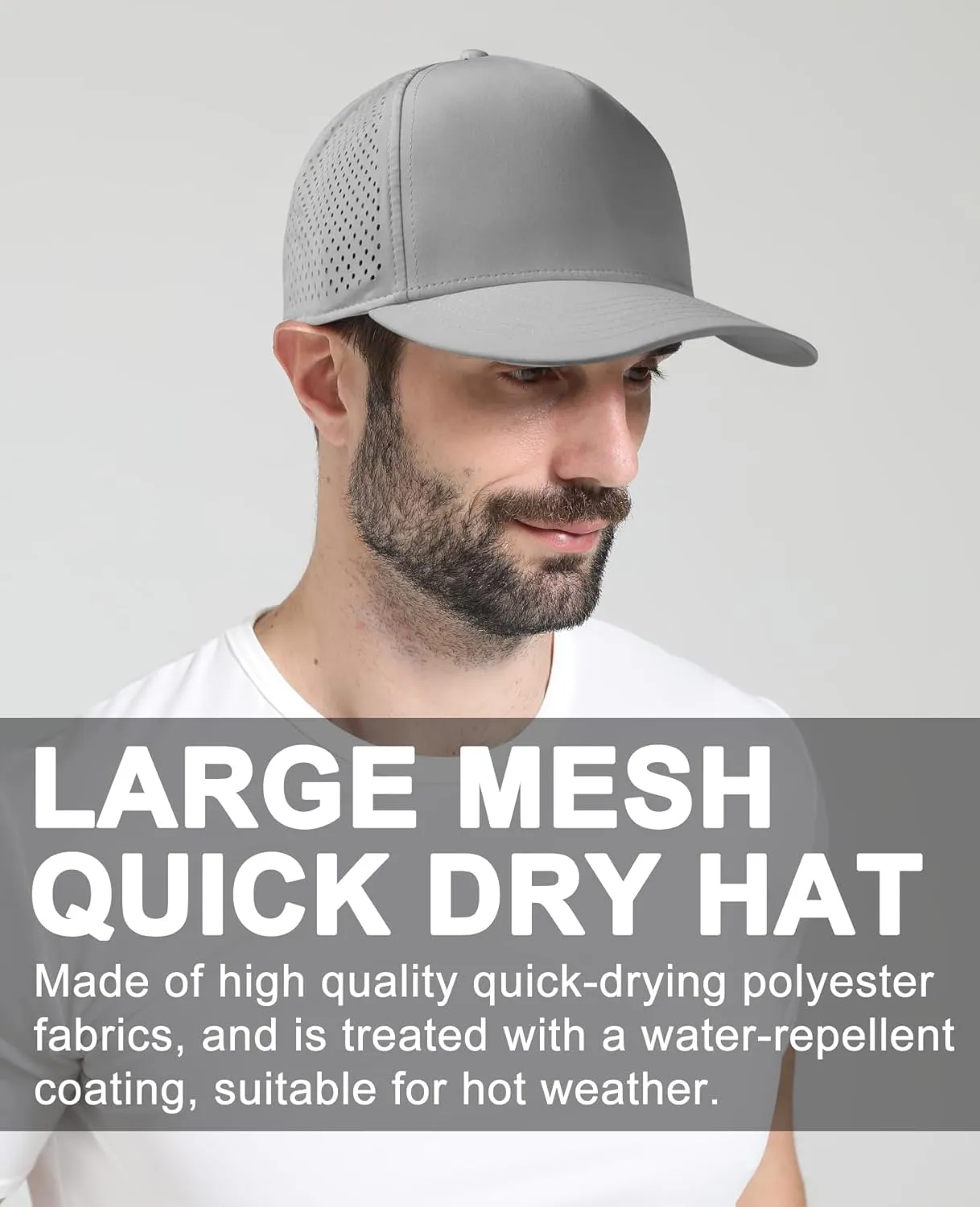 Oversize XL XXL Men Quick Dry Baseball Cap Water-Resistant Performance Laser Cut Mesh Snapback Hat for Big Heads 23.5"-26"