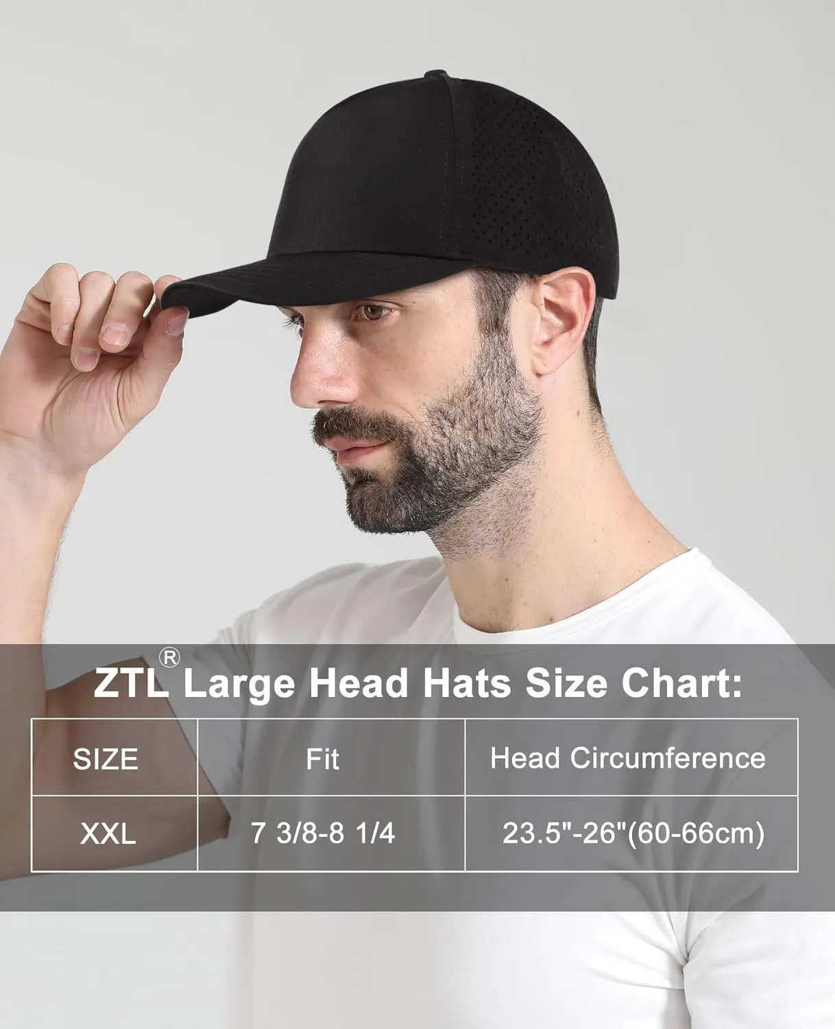 Oversize XL XXL Men Quick Dry Baseball Cap Water-Resistant Performance Laser Cut Mesh Snapback Hat for Big Heads 23.5"-26"