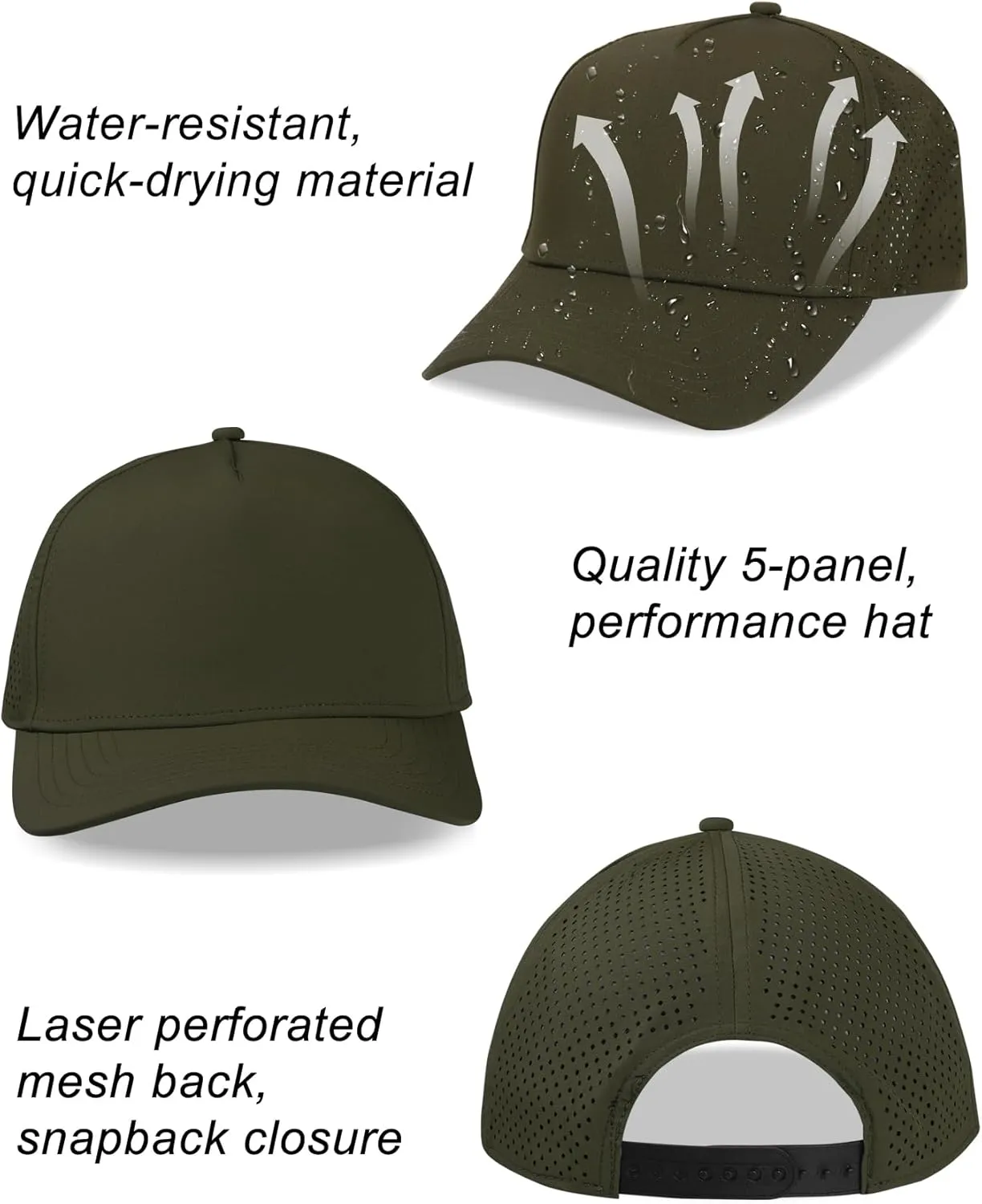 Oversize XL XXL Men Quick Dry Baseball Cap Water-Resistant Performance Laser Cut Mesh Snapback Hat for Big Heads 23.5"-26"