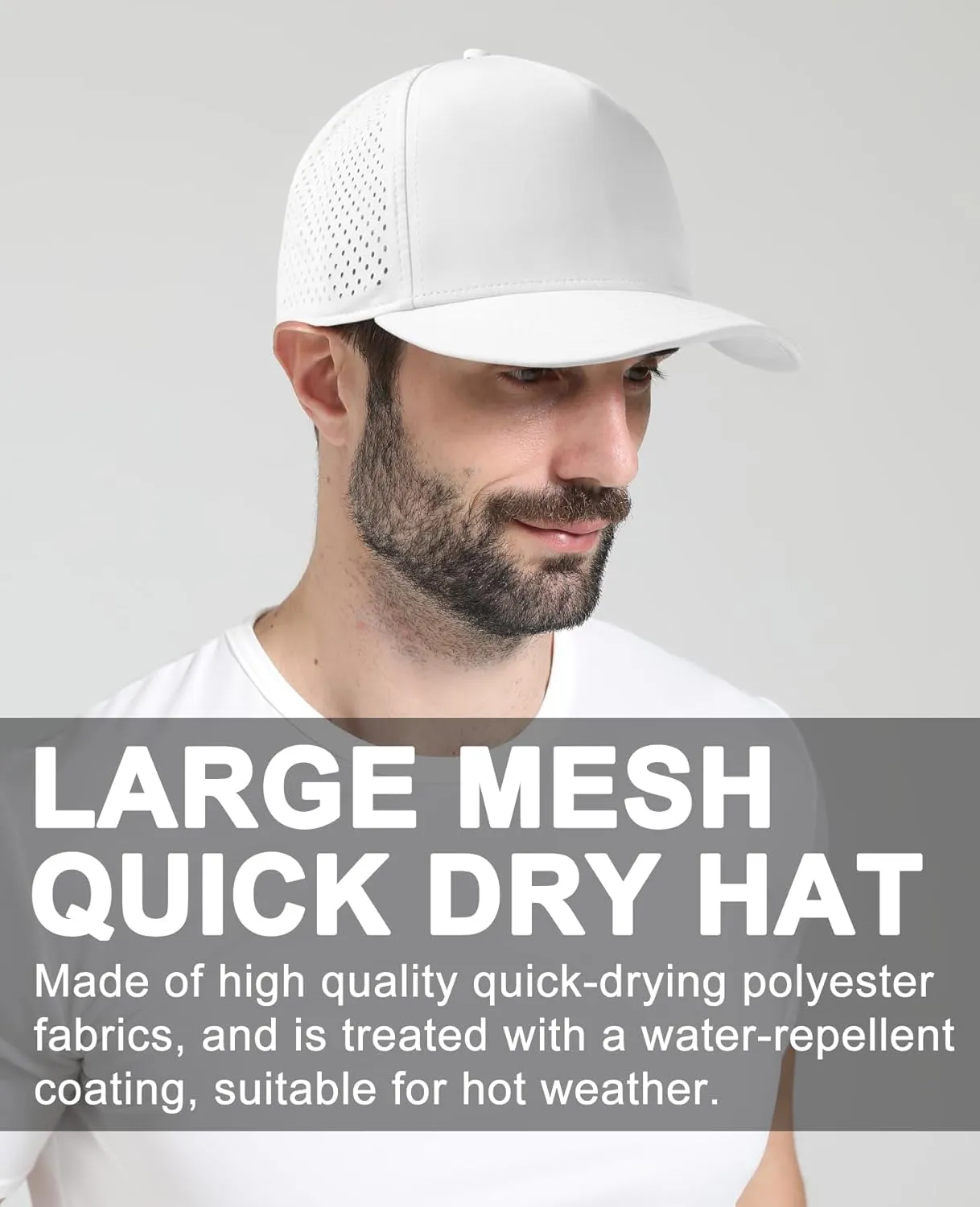 Oversize XL XXL Men Quick Dry Baseball Cap Water-Resistant Performance Laser Cut Mesh Snapback Hat for Big Heads 23.5"-26"