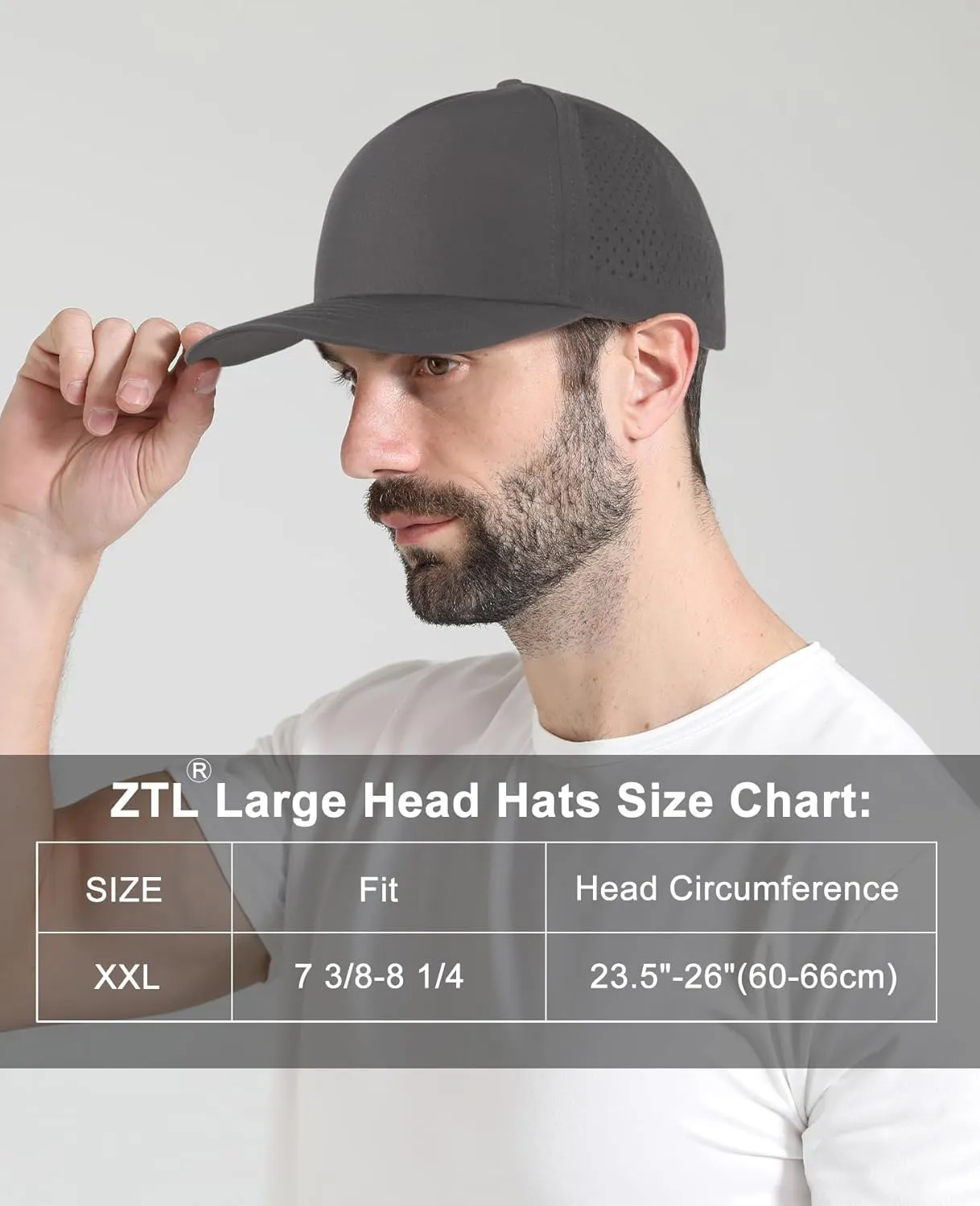 Oversize XL XXL Men Quick Dry Baseball Cap Water-Resistant Performance Laser Cut Mesh Snapback Hat for Big Heads 23.5"-26"