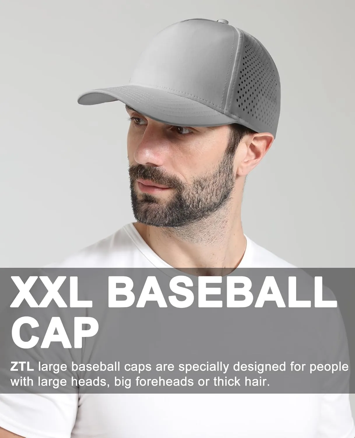 Oversize XL XXL Men Quick Dry Baseball Cap Water-Resistant Performance Laser Cut Mesh Snapback Hat for Big Heads 23.5"-26"
