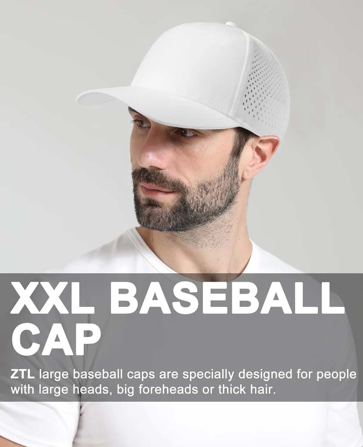 Oversize XL XXL Men Quick Dry Baseball Cap Water-Resistant Performance Laser Cut Mesh Snapback Hat for Big Heads 23.5"-26"