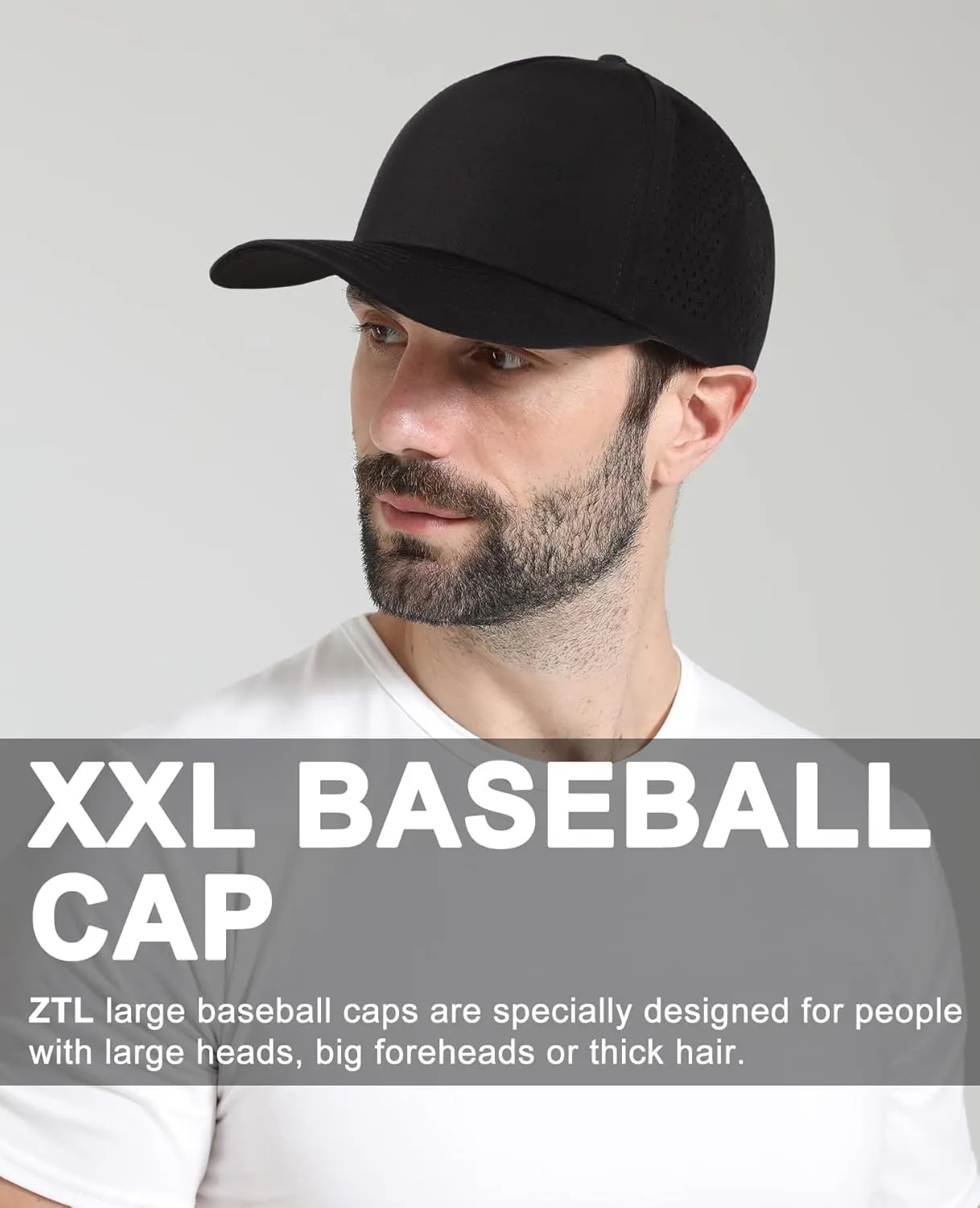 Oversize XL XXL Men Quick Dry Baseball Cap Water-Resistant Performance Laser Cut Mesh Snapback Hat for Big Heads 23.5"-26"