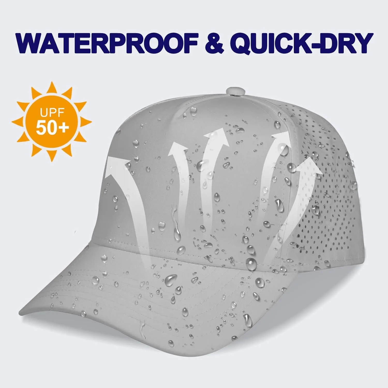 Oversize XL XXL Men Quick Dry Baseball Cap Water-Resistant Performance Laser Cut Mesh Snapback Hat for Big Heads 23.5"-26"