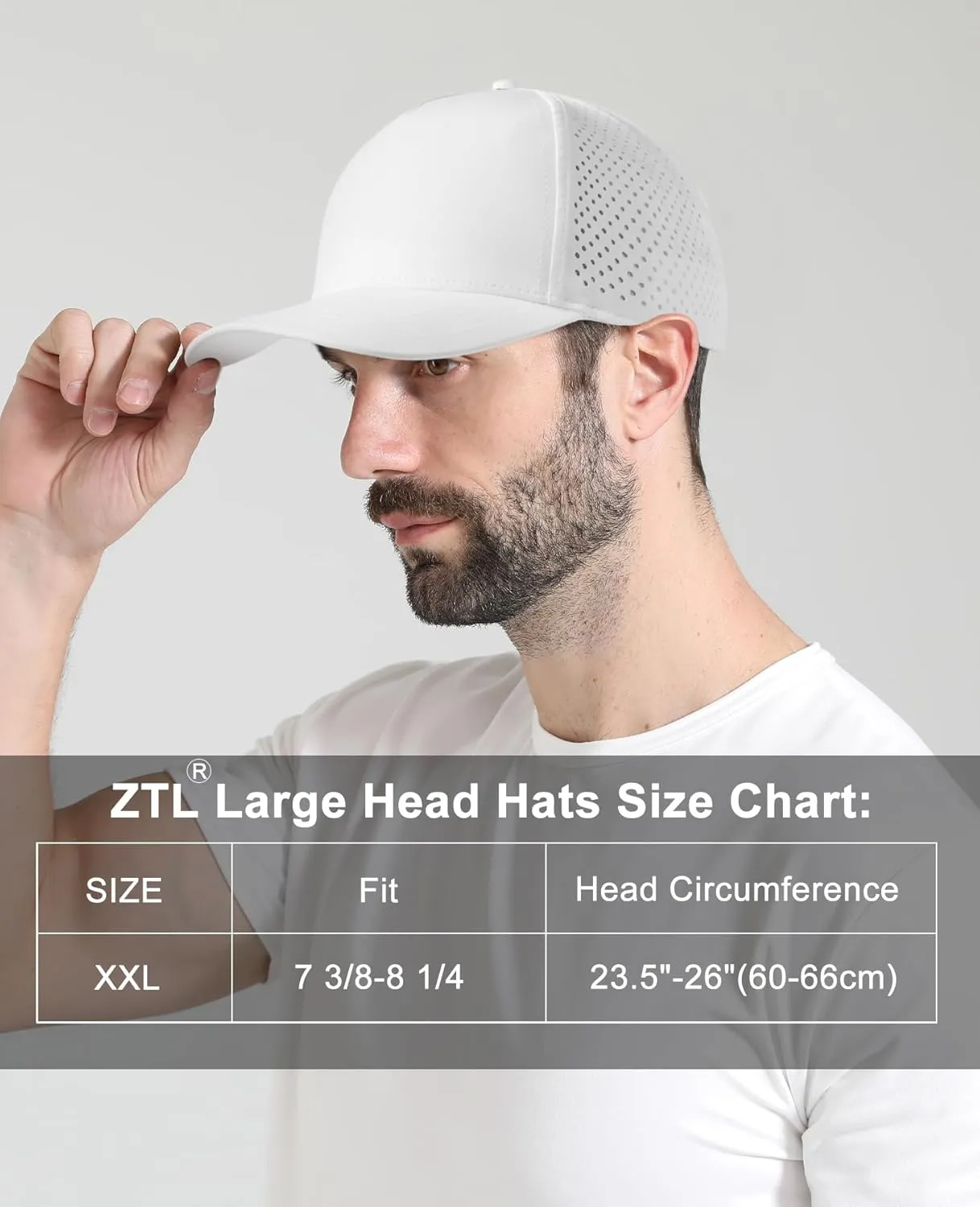 Oversize XL XXL Men Quick Dry Baseball Cap Water-Resistant Performance Laser Cut Mesh Snapback Hat for Big Heads 23.5"-26"