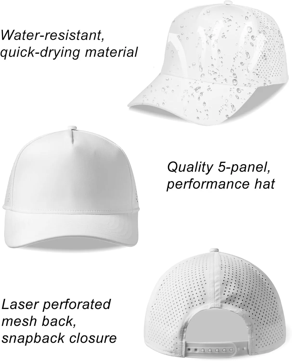 Oversize XL XXL Men Quick Dry Baseball Cap Water-Resistant Performance Laser Cut Mesh Snapback Hat for Big Heads 23.5"-26"