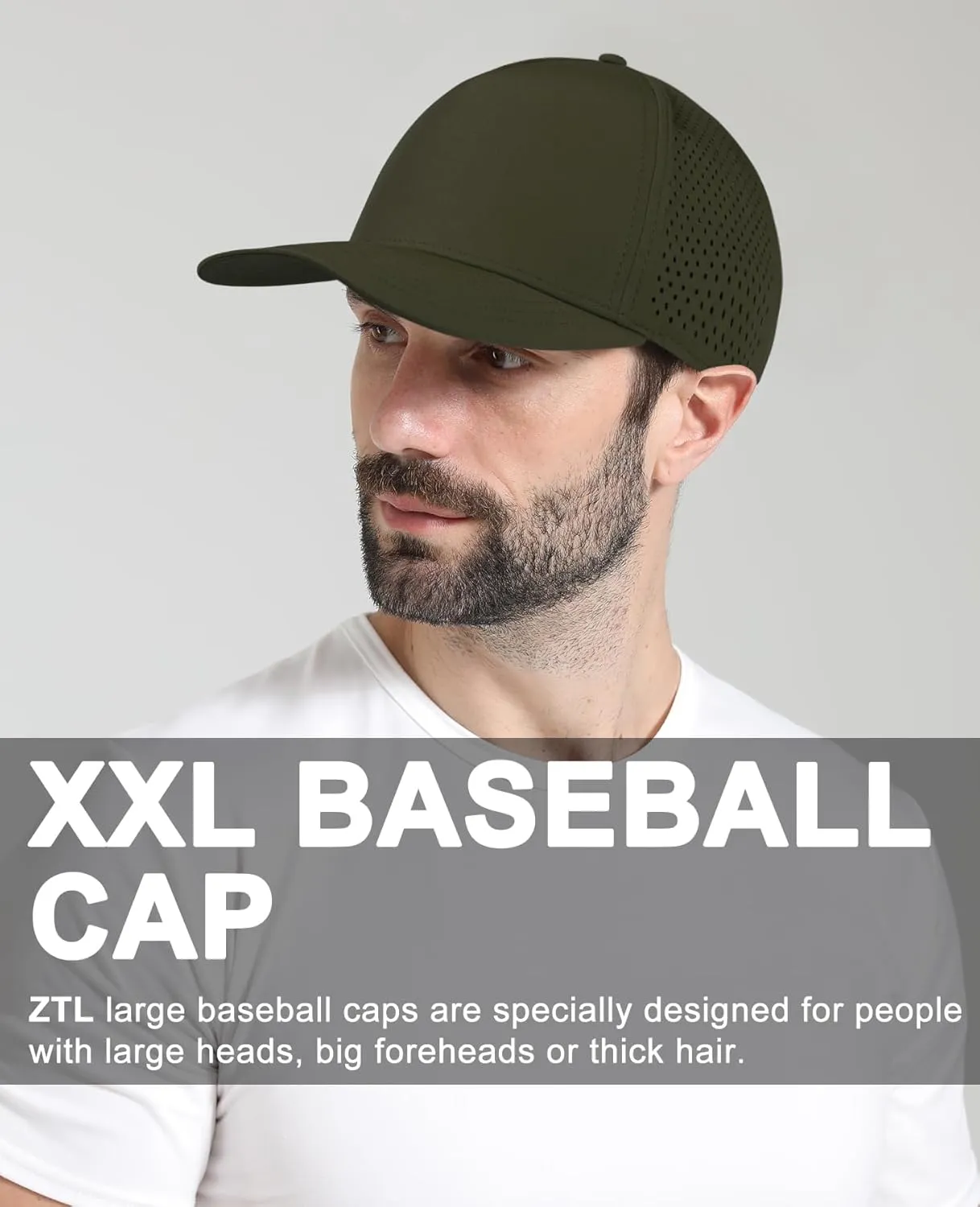 Oversize XL XXL Men Quick Dry Baseball Cap Water-Resistant Performance Laser Cut Mesh Snapback Hat for Big Heads 23.5"-26"