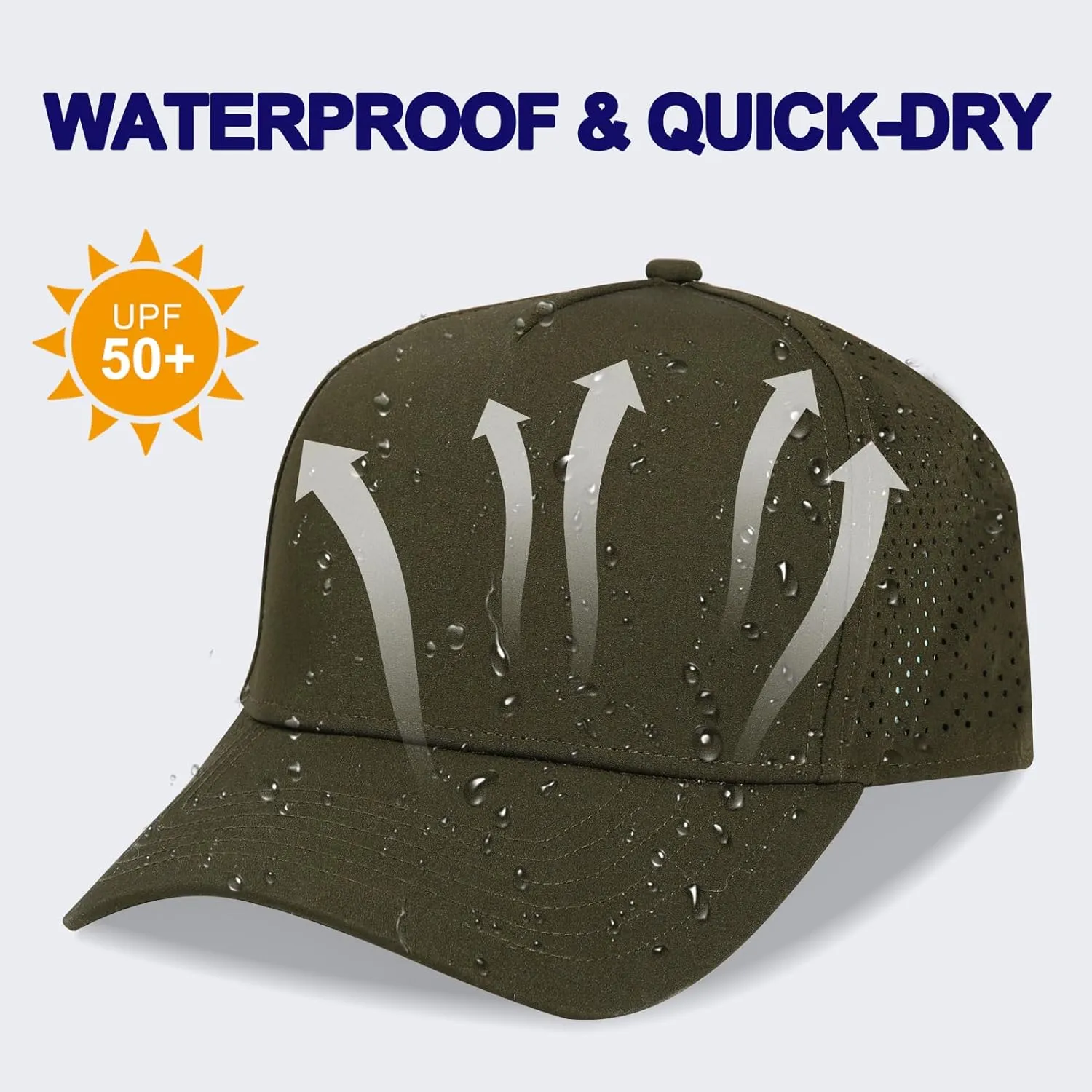 Oversize XL XXL Men Quick Dry Baseball Cap Water-Resistant Performance Laser Cut Mesh Snapback Hat for Big Heads 23.5"-26"