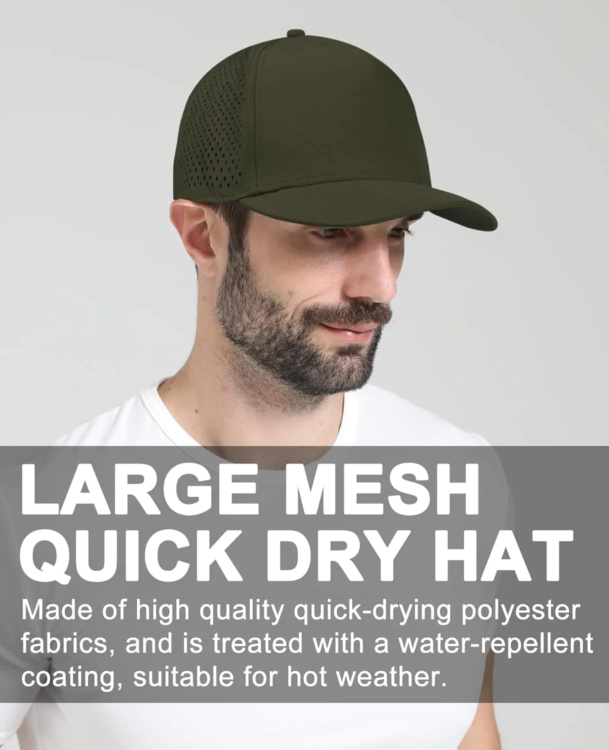Oversize XL XXL Men Quick Dry Baseball Cap Water-Resistant Performance Laser Cut Mesh Snapback Hat for Big Heads 23.5"-26"
