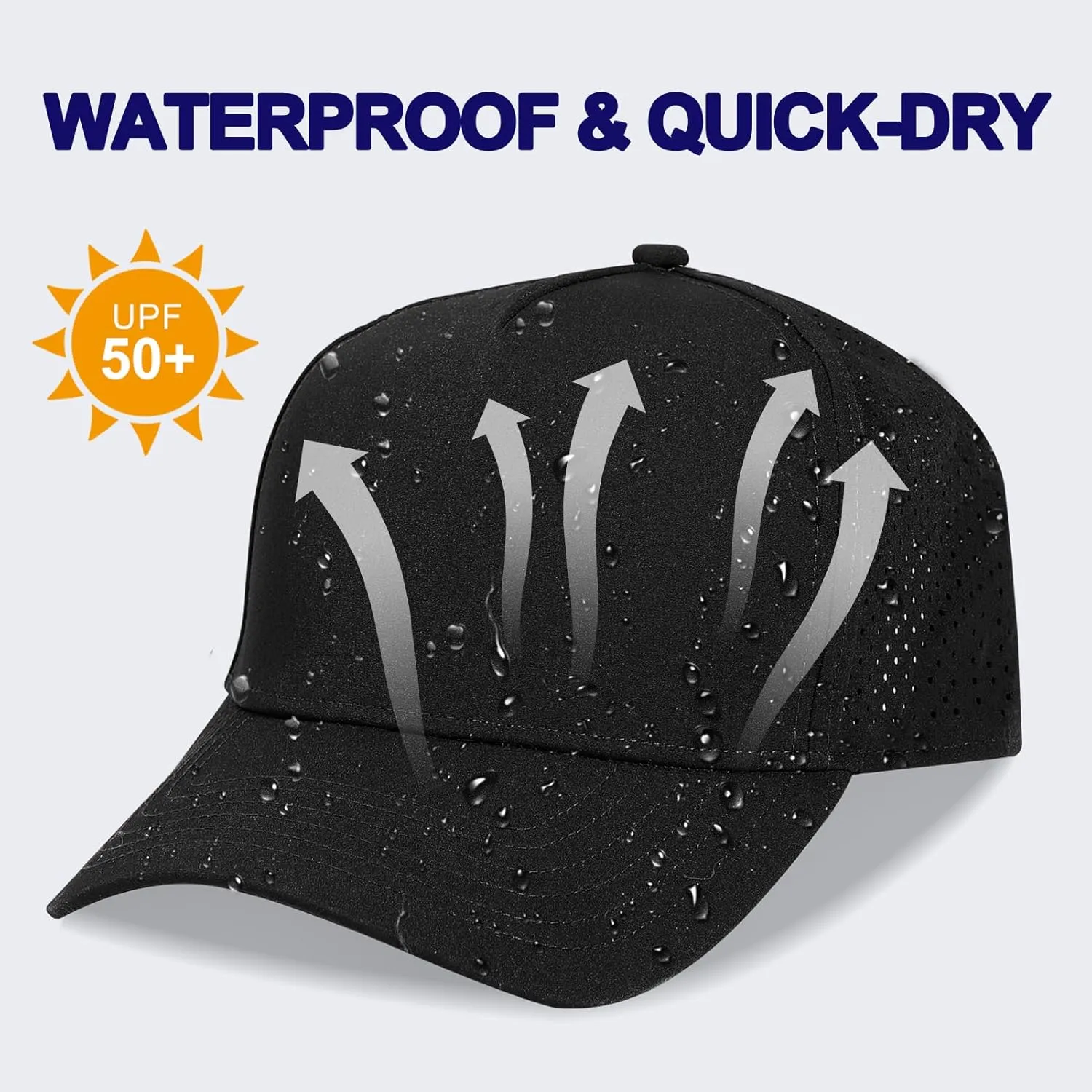 Oversize XL XXL Men Quick Dry Baseball Cap Water-Resistant Performance Laser Cut Mesh Snapback Hat for Big Heads 23.5"-26"