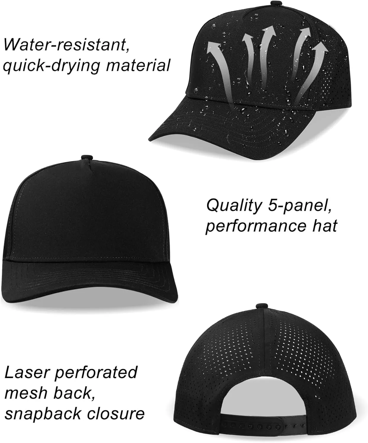 Oversize XL XXL Men Quick Dry Baseball Cap Water-Resistant Performance Laser Cut Mesh Snapback Hat for Big Heads 23.5"-26"