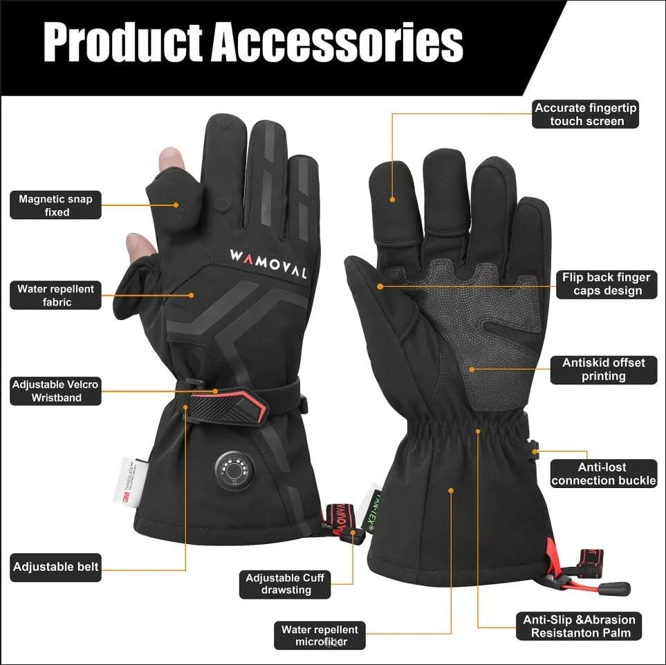 Photography Gloves Heated Gloves for Men Women Rechargeable 7.4V 3000mah Battery Photography Gloves Drones for DJI Air 2S Electric Heated Gloves for Motorcycle/Skiing/Hunting