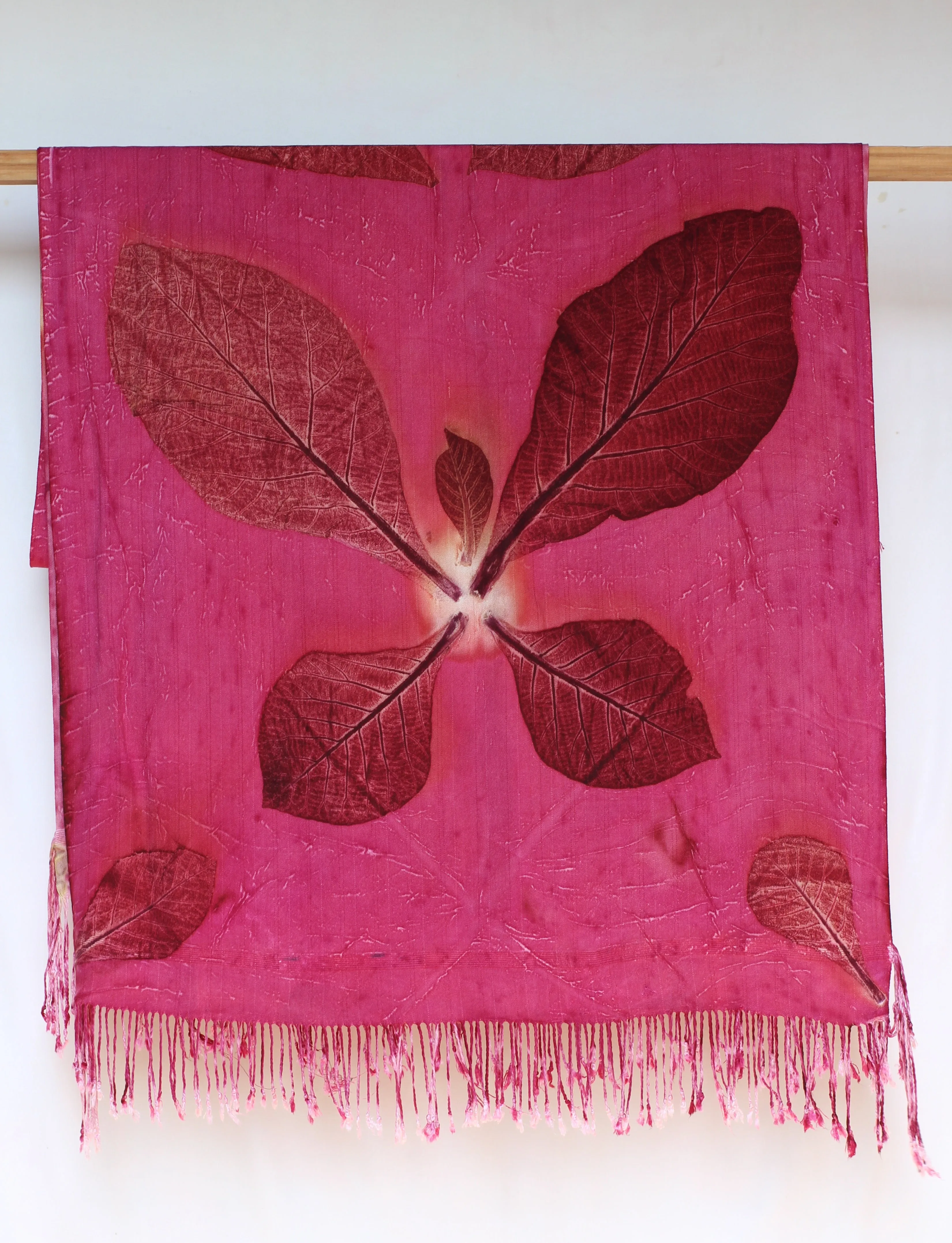 Pink Fanta Botanical Print Scarf | Indigenous Cotton | Handwoven & Naturally Dyed - 0016A-SY-HT