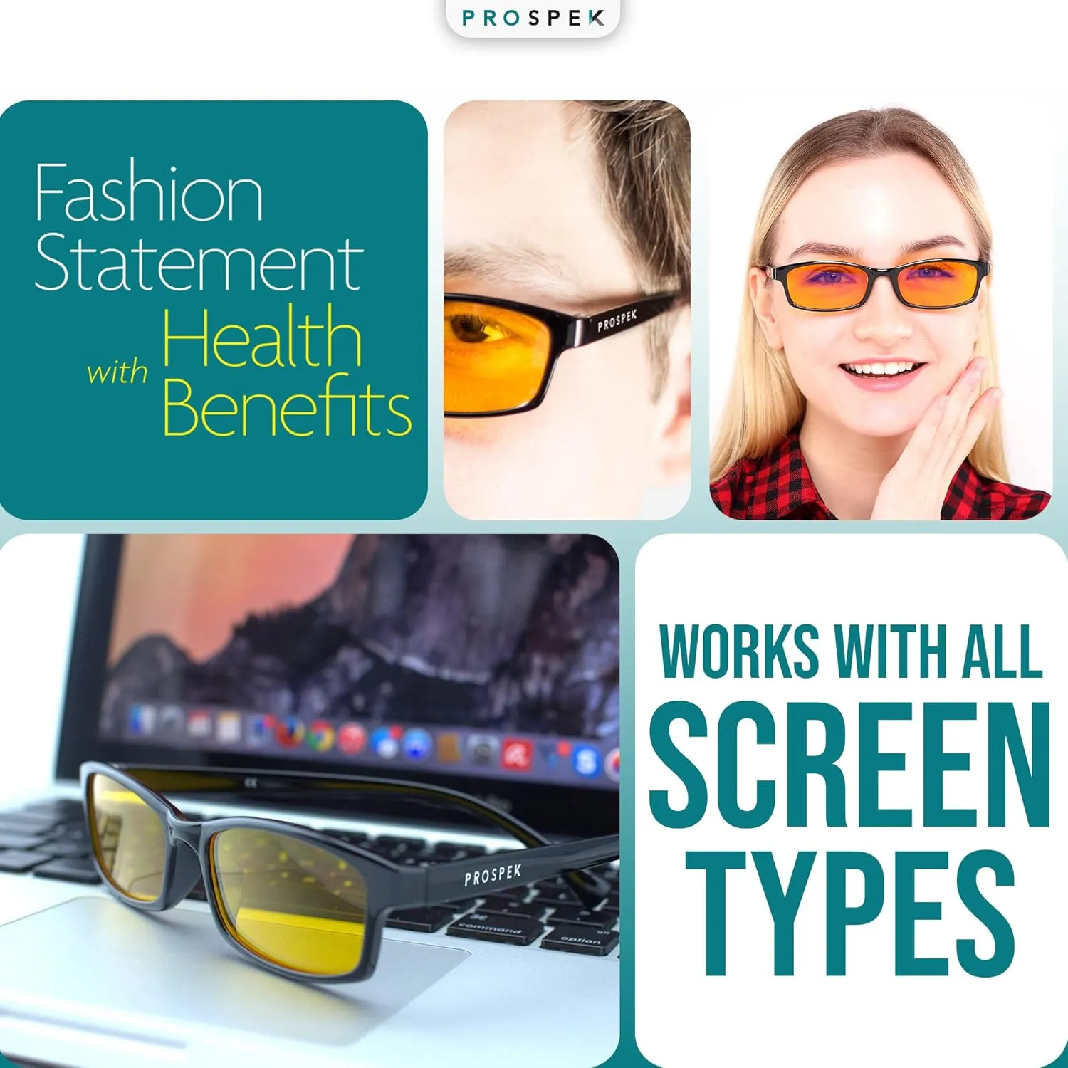 Prospek Blue Light Blocking Glasses, ELITE for Women and Men, Anti Glare Amber Lens, 99% Blue Light Blockers High Optical Quality Lenses (No Diopters)
