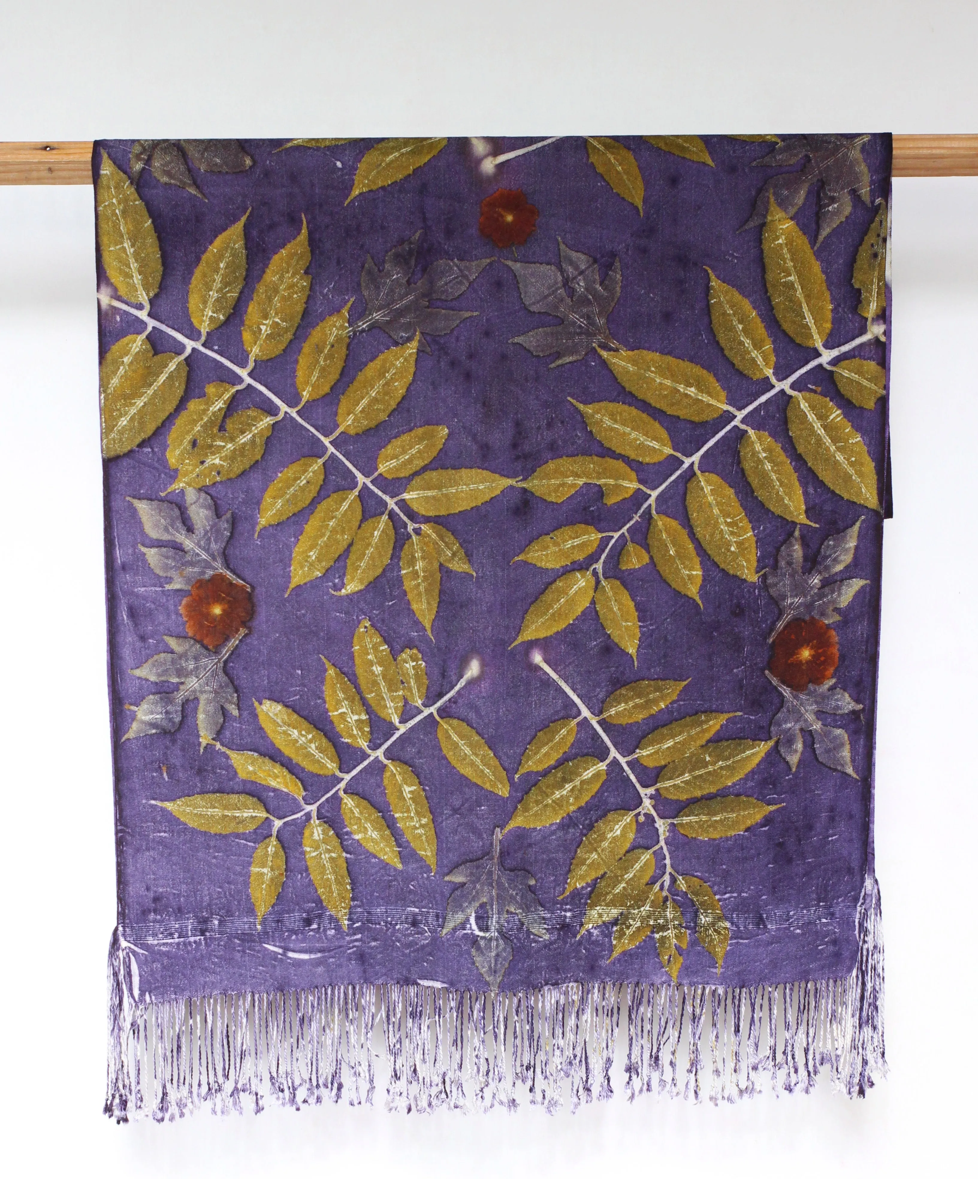 Purple Botanical Print Scarf | Indigenous Cotton | Handwoven & Naturally Dyed - 0009B-SY-HT