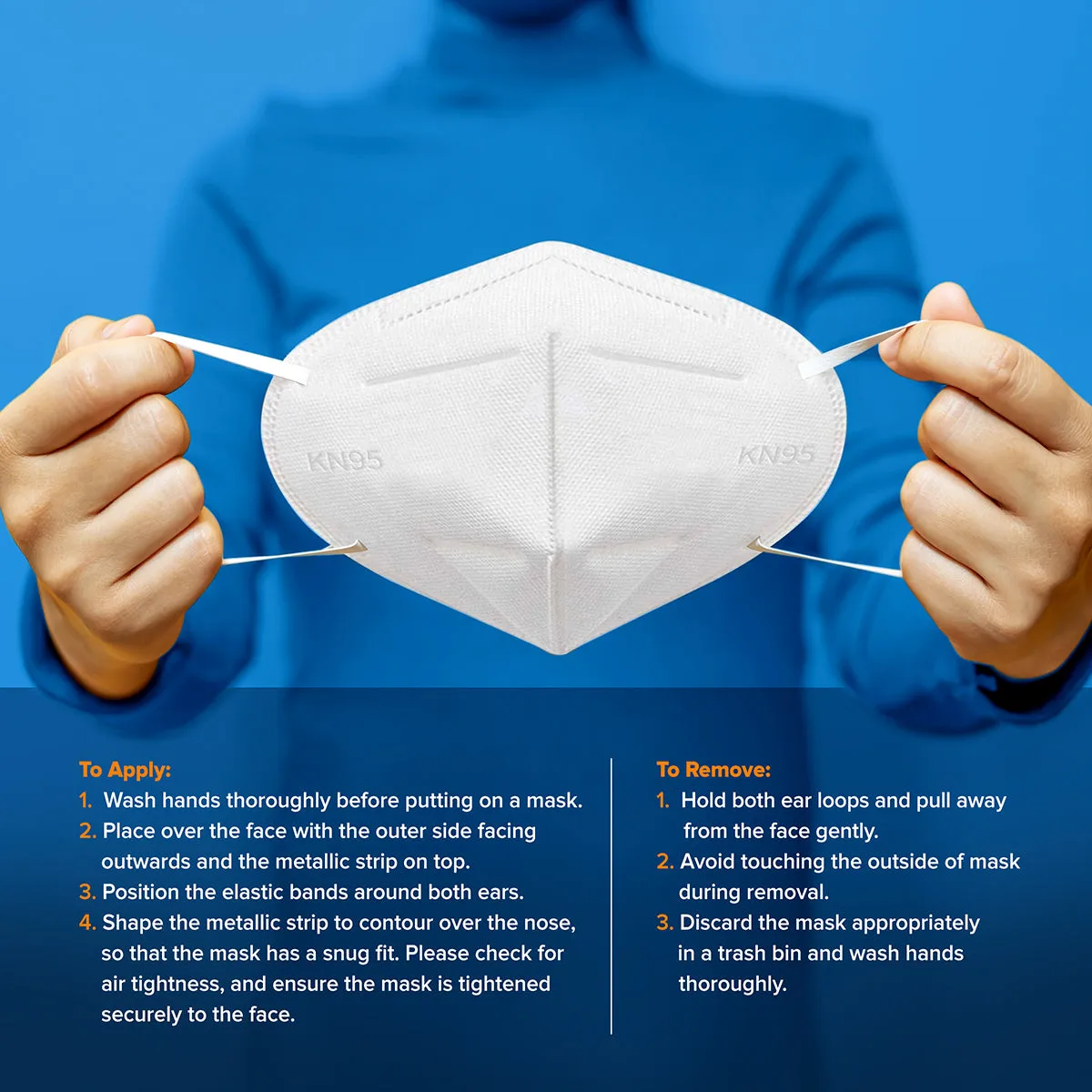 RightCare KN95 Protective Face Mask (Non-Medical) 99% Filter Efficiency 5-PLY mask with Ear Loops and Shapeable Nose Bridge, 10 Pack
