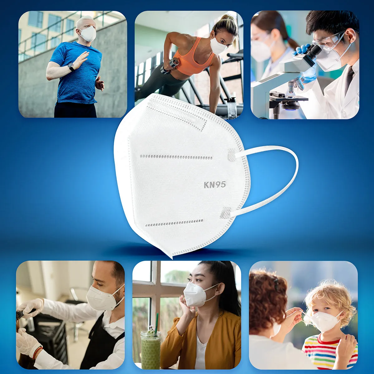 RightCare KN95 Protective Face Mask (Non-Medical) 99% Filter Efficiency 5-PLY mask with Ear Loops and Shapeable Nose Bridge, 10 Pack