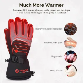 SAVIOR HEAT Heated Ski Gloves for Men Women, Electric Rechargeable Battery Heating Thick Motorcycle Glove for Outdoors Snowboarding Hunting Hiking Camping Working Walking Dogs