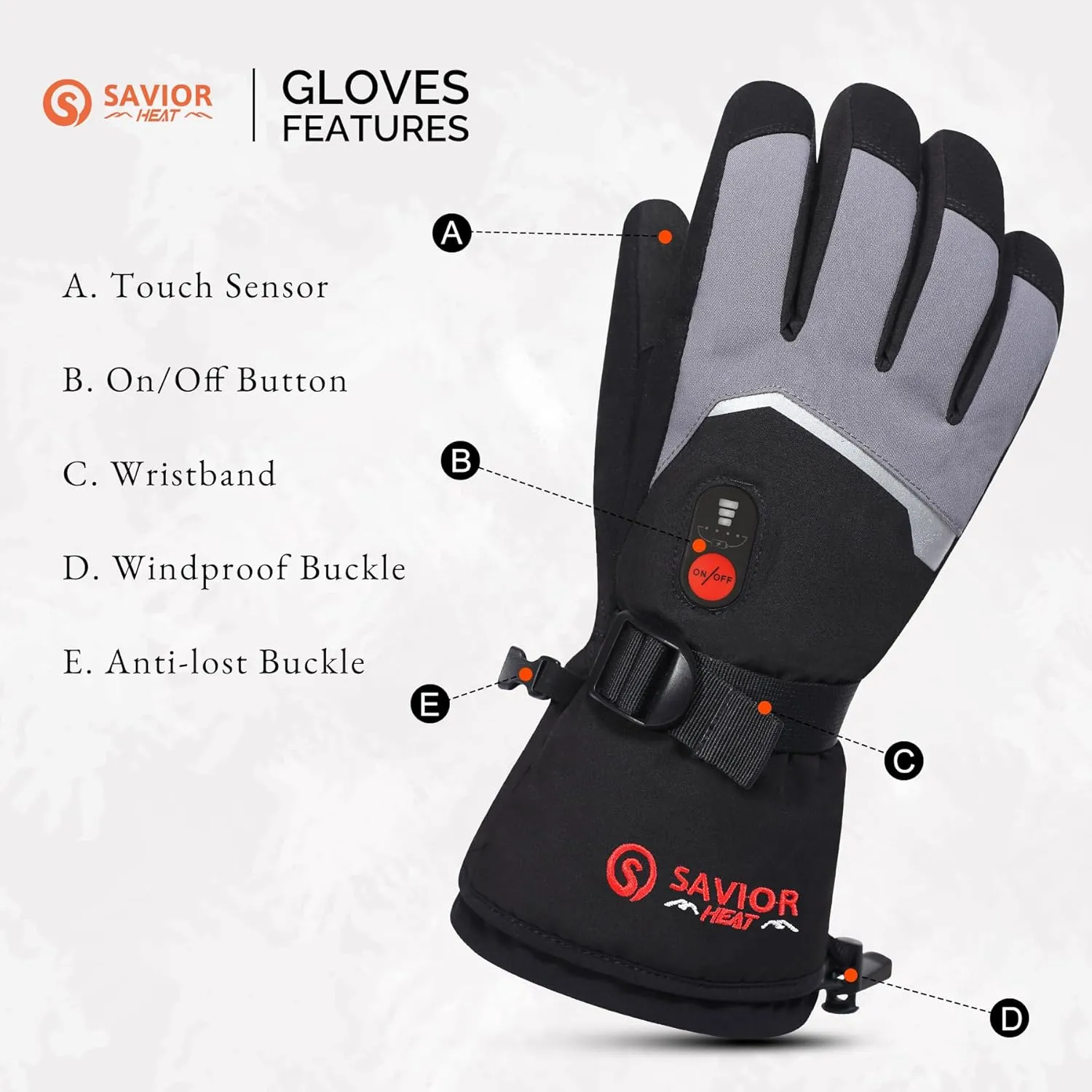 SAVIOR HEAT Heated Ski Gloves for Men Women, Electric Rechargeable Battery Heating Thick Motorcycle Glove for Outdoors Snowboarding Hunting Hiking Camping Working Walking Dogs