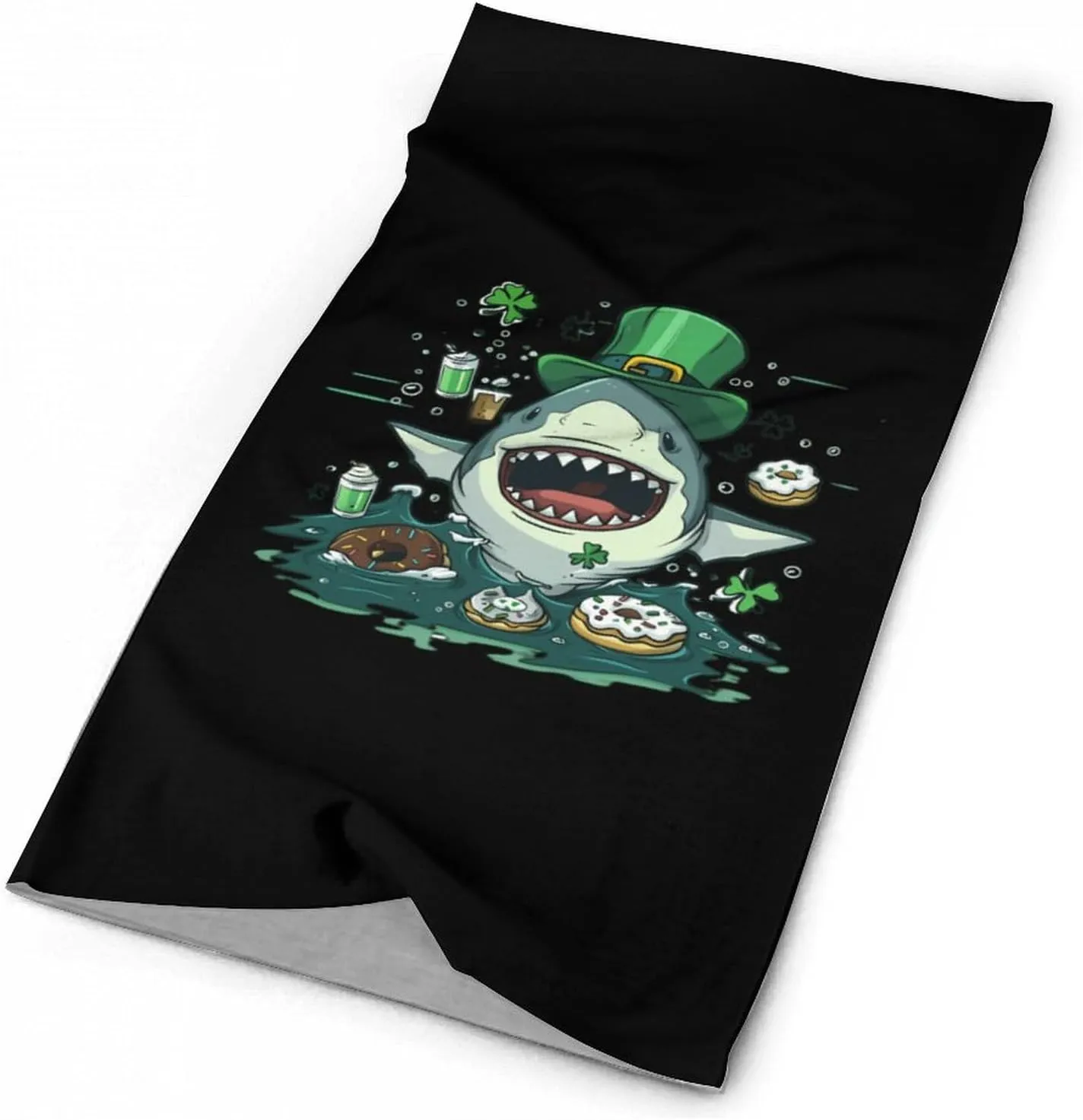 Shark St. Patrick's Day Party Bandanas for Men Turban Seamless Neck Gaiter Windproof Face Mask Cover Cold Weather Scarf