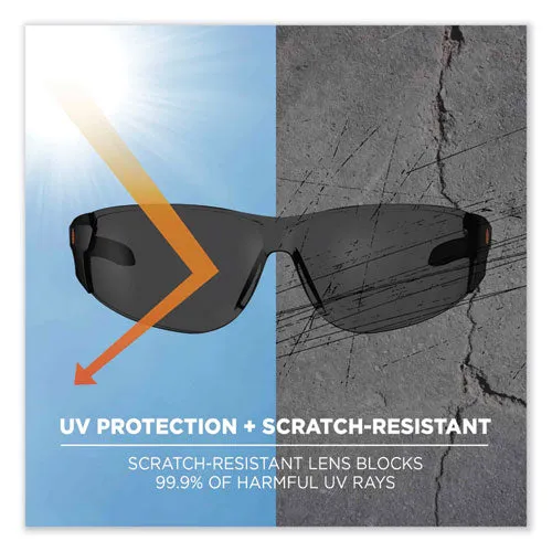 Skullerz Saga Frameless Safety Glasses, Matte Black Nylon Impact Frame, Smoke Polycarbonate Lens