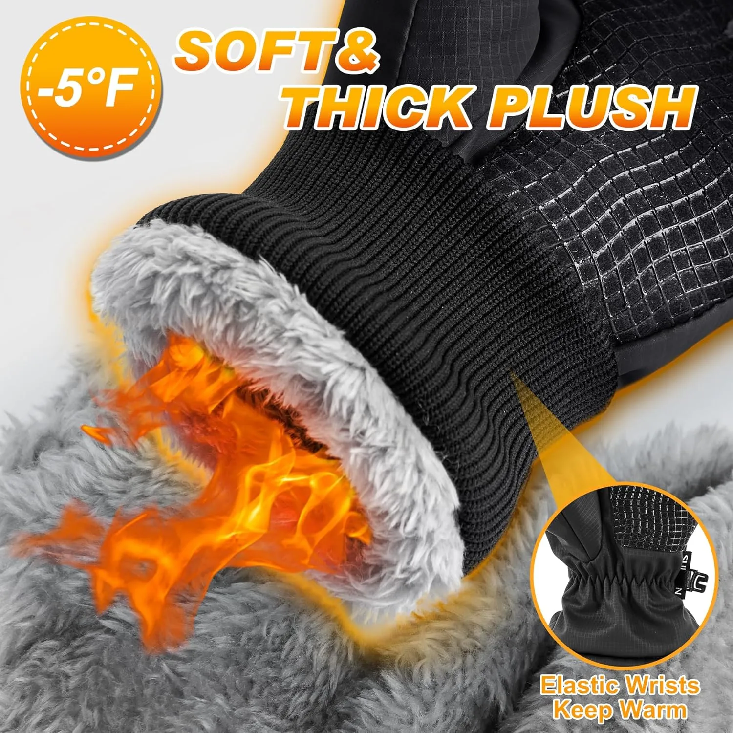Sukeen Kids -5℉ Winter Gloves for Boys Girls Windproof Ski Gloves Anti-Slip Cold Weather Glove with Thick Plush for Outdoor