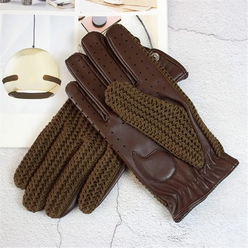 Summer Motorcycle Riding Leather Driving Gloves Men's Touch Screen Goatskin Unlined Driver Gloves