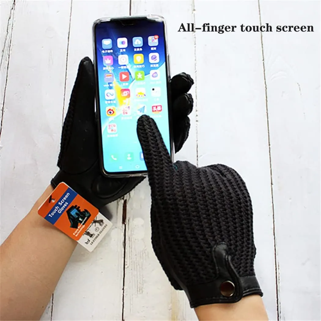 Summer Motorcycle Riding Leather Driving Gloves Men's Touch Screen Goatskin Unlined Driver Gloves