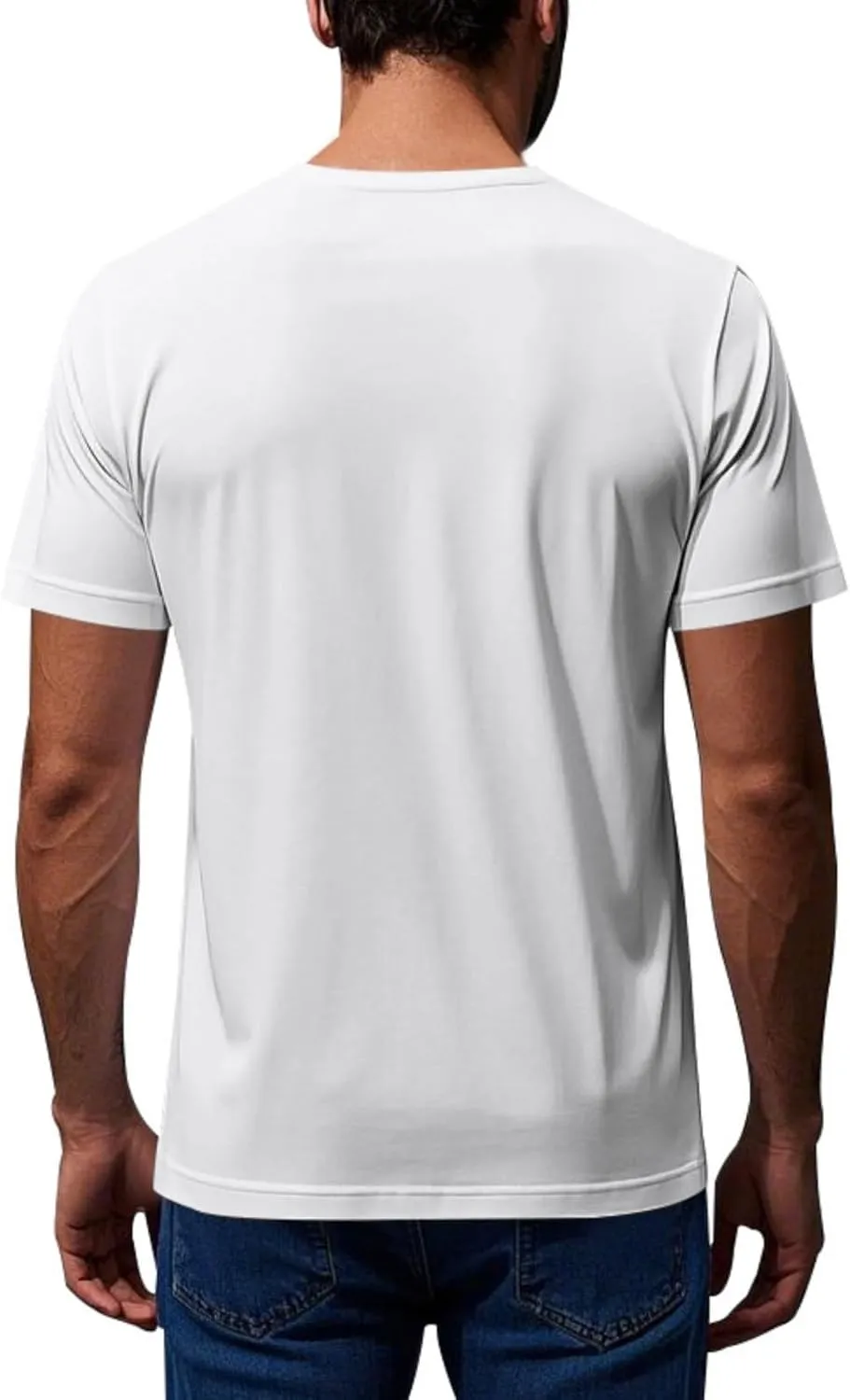 WENKOMG1 Round Neck T-Shirt for Men Quick Dry Solid Color Basic Summer Workout Gym Shirt