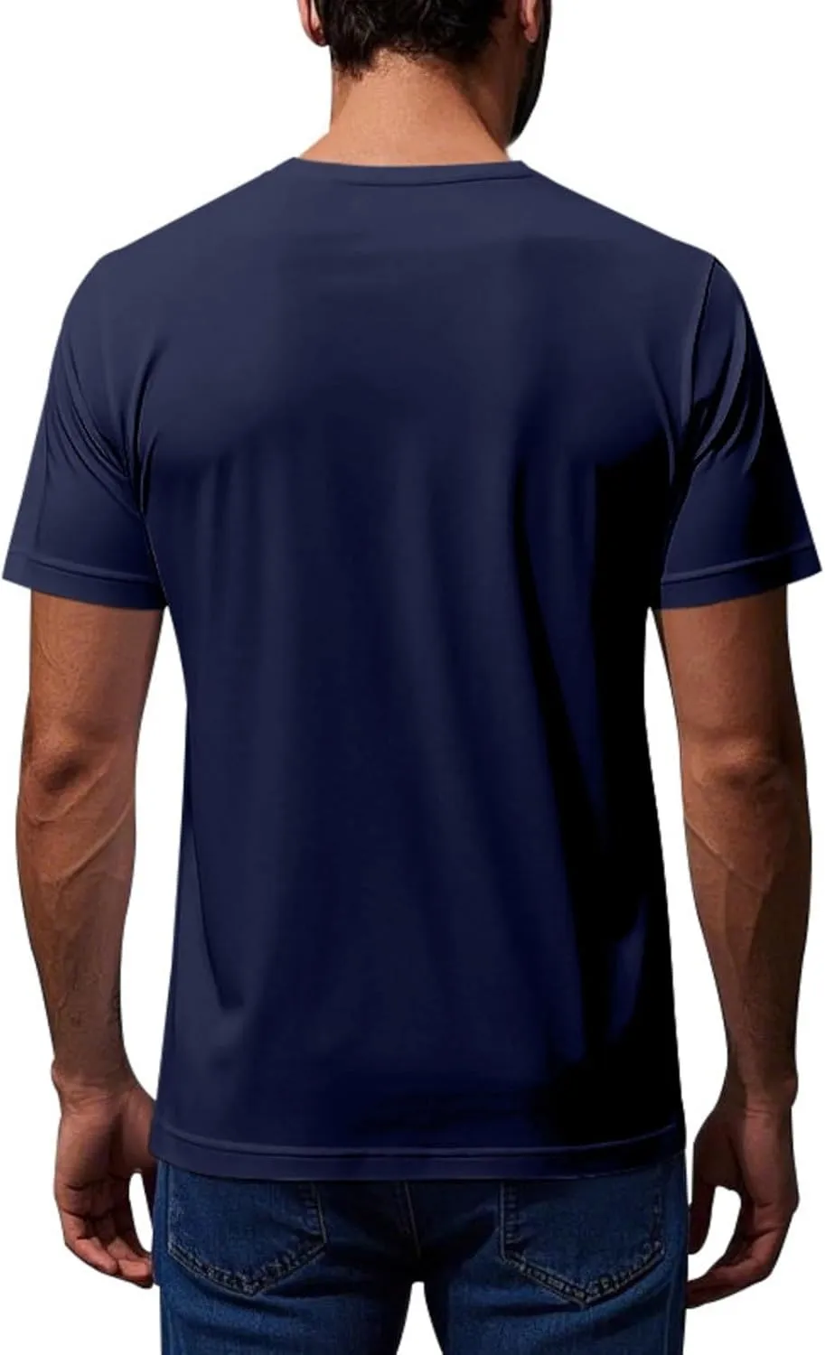 WENKOMG1 Round Neck T-Shirt for Men Quick Dry Solid Color Basic Summer Workout Gym Shirt