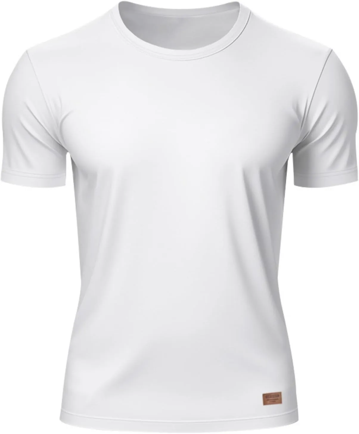 WENKOMG1 Round Neck T-Shirt for Men Quick Dry Solid Color Basic Summer Workout Gym Shirt