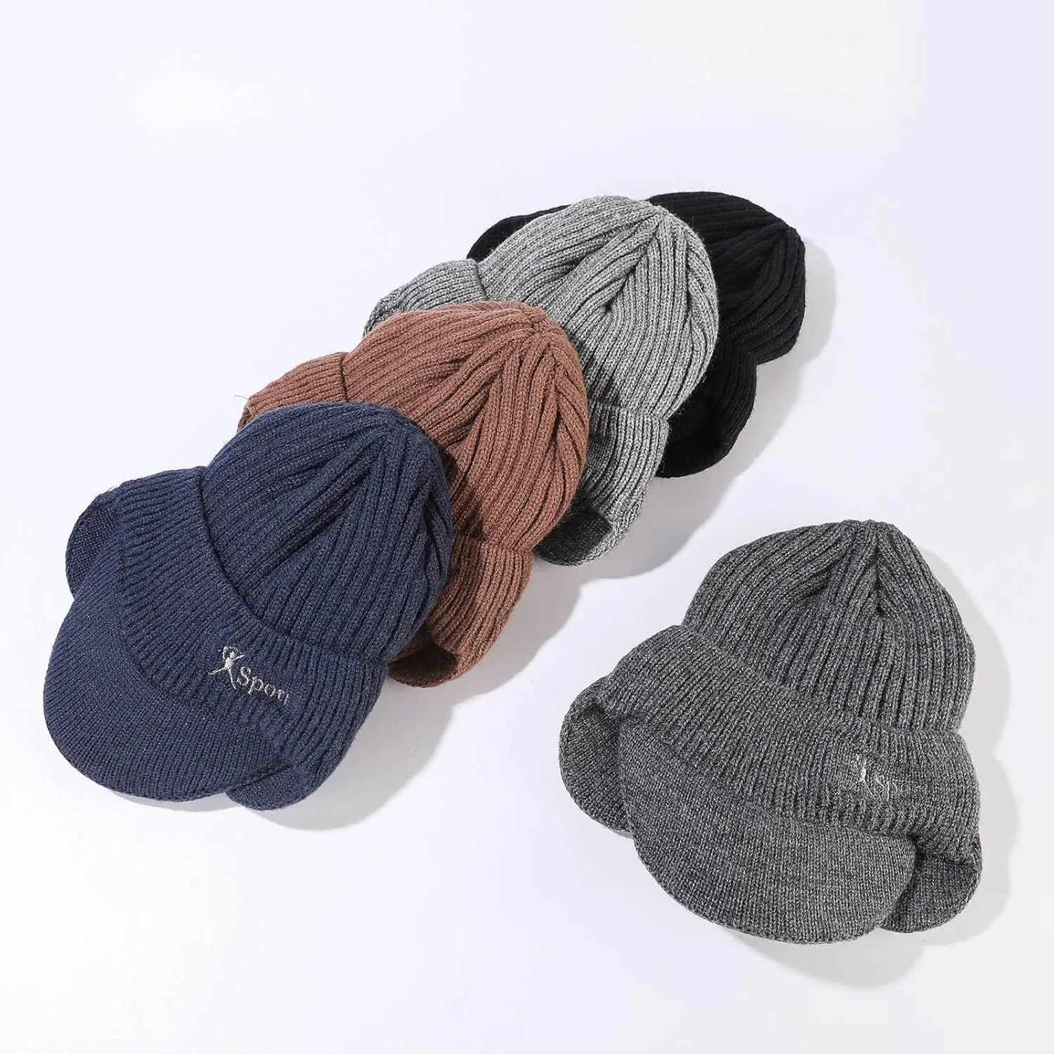 Winter Beanie Hat Circle Scarves Touchscreen Gloves Set Thick Fleece Lined Skull Cap Gloves Neck Warmer for Men Women