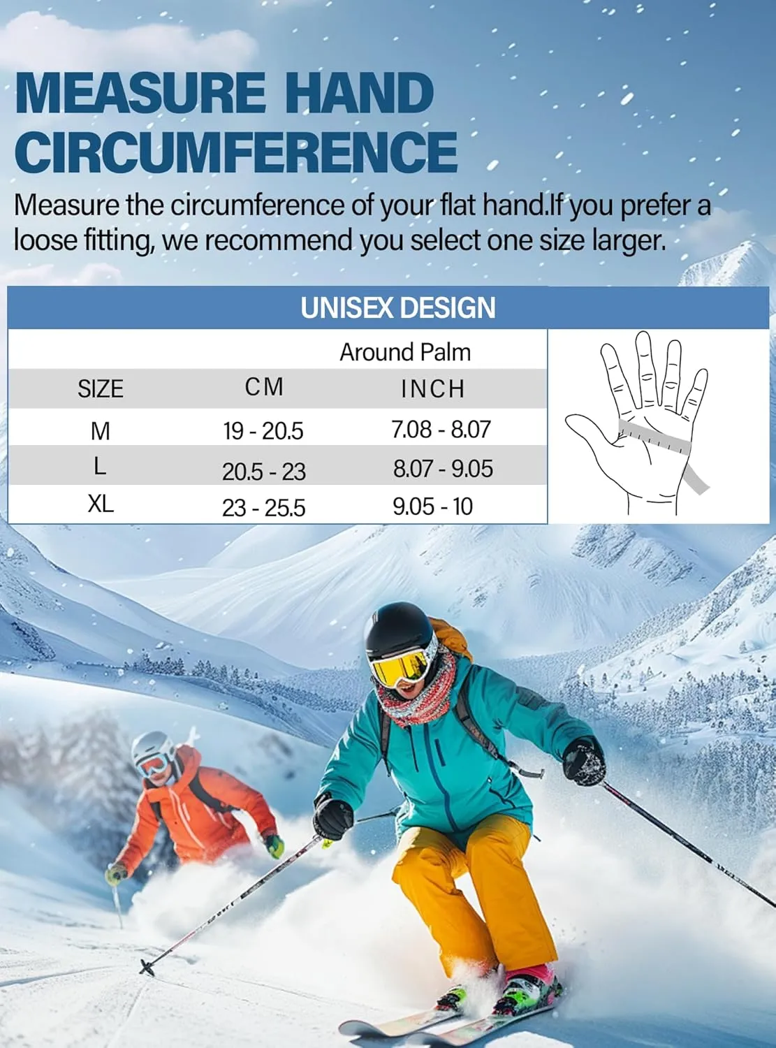 Winter Gloves Men Women - Thermal 3M Thinsulate Ski Gloves, Thinck Waterproof Cold Weather Snow Gloves With Touchscreen Fingers, Anti-Slip Windproof Warm Sports Glove Snowboard, Cycling, Hiking
