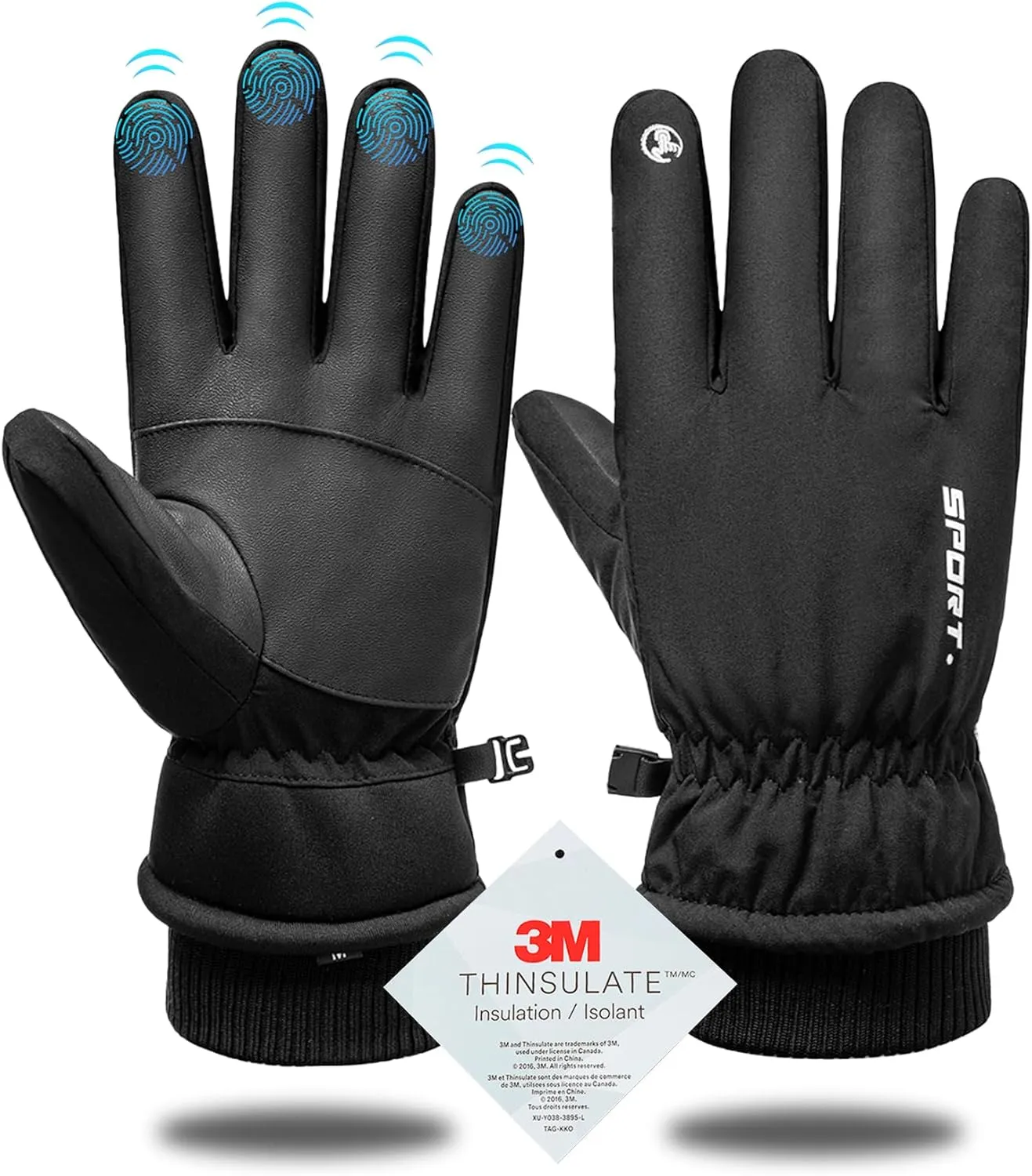 Winter Gloves Men Women - Thermal 3M Thinsulate Ski Gloves, Thinck Waterproof Cold Weather Snow Gloves With Touchscreen Fingers, Anti-Slip Windproof Warm Sports Glove Snowboard, Cycling, Hiking
