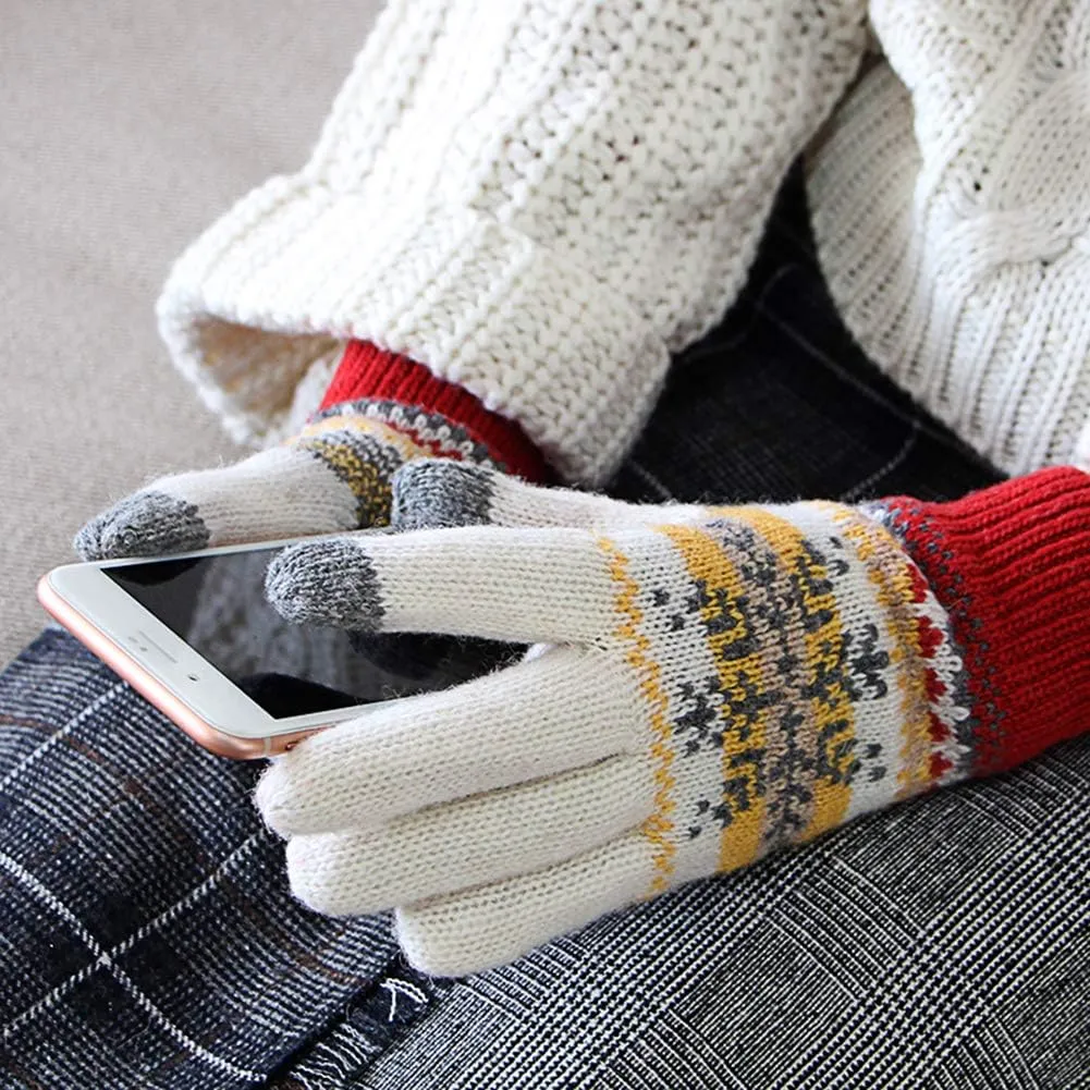 Winter Thickened Wool Gloves Women Touchscreen Knitted Gloves Fashion Keep Warm Gloves