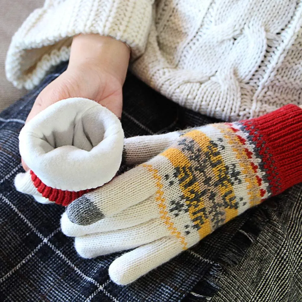 Winter Thickened Wool Gloves Women Touchscreen Knitted Gloves Fashion Keep Warm Gloves
