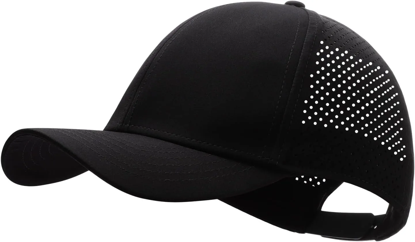 XXL Large Size Mens Quick Dry Baseball Cap Laser Cut Breathable Mesh Sport Cap Curved Brim Snapback Hat for Big Head