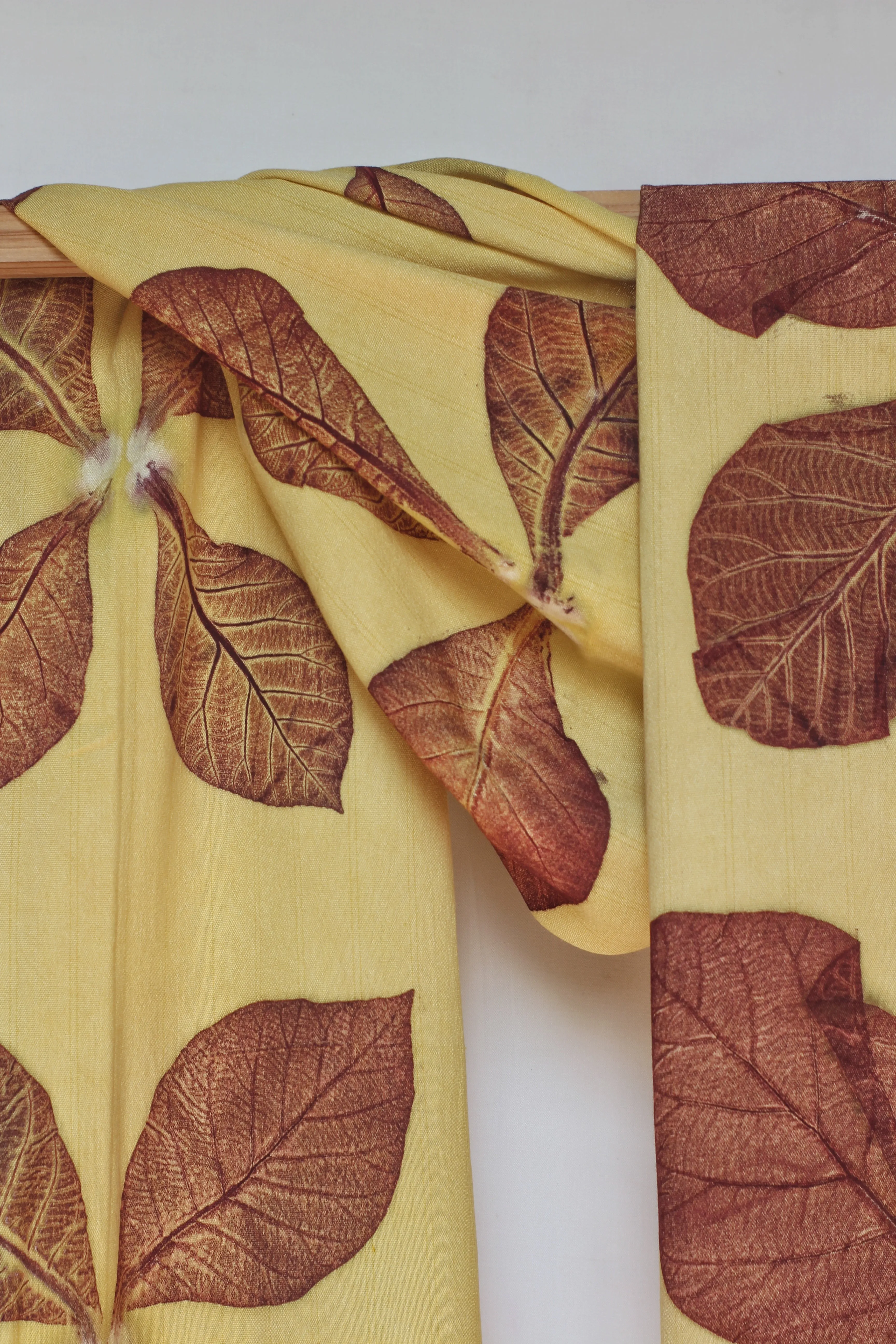 Yellow Botanical Print Scarf | Indigenous Cotton | Handwoven & Naturally Dyed - 0004B-SY-HT