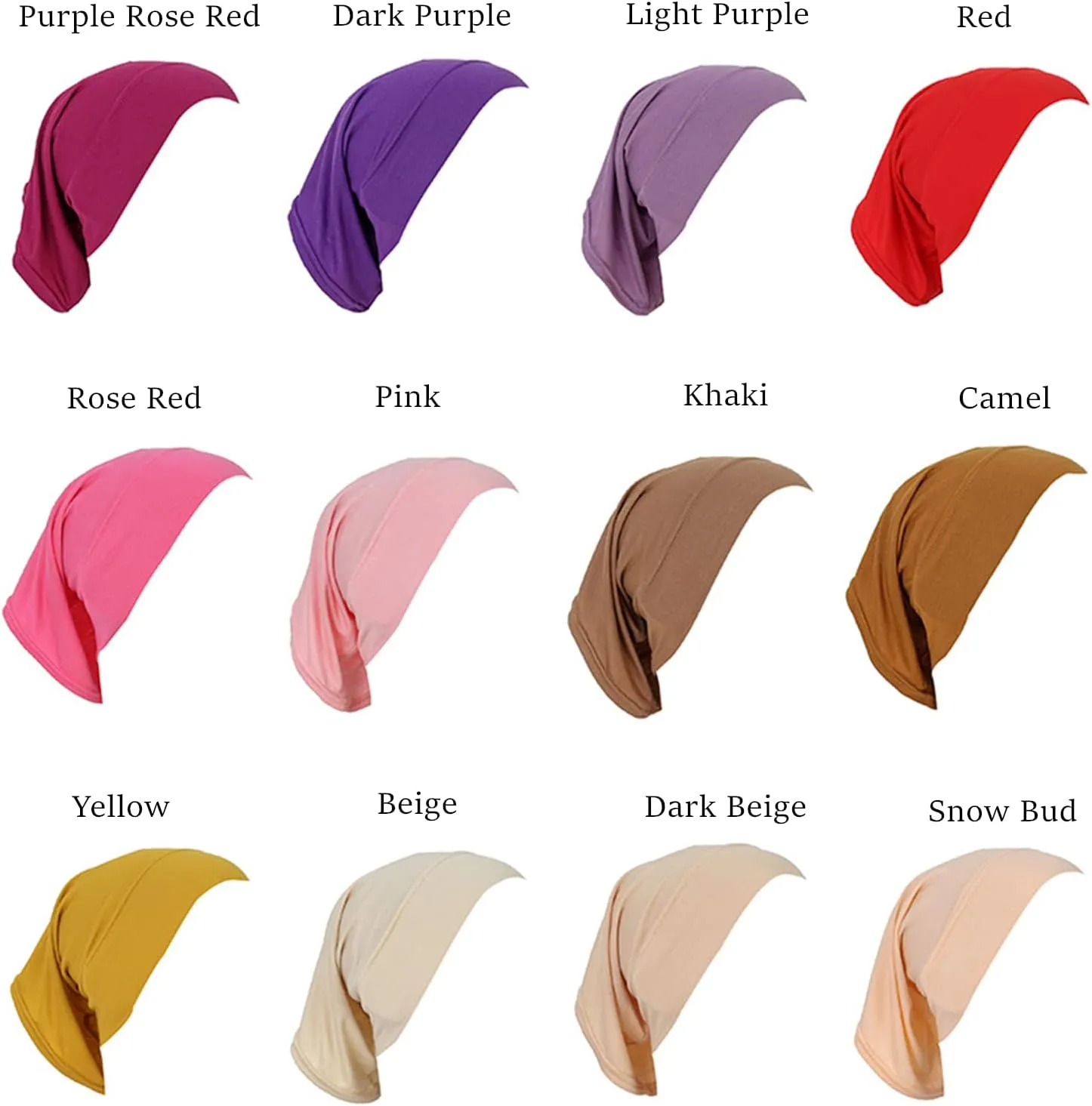 Yizelli Under Scarf Tube Cap with Brim Solid Color Hijab Accessory Women's Stretch Under Scarf Turban Hat