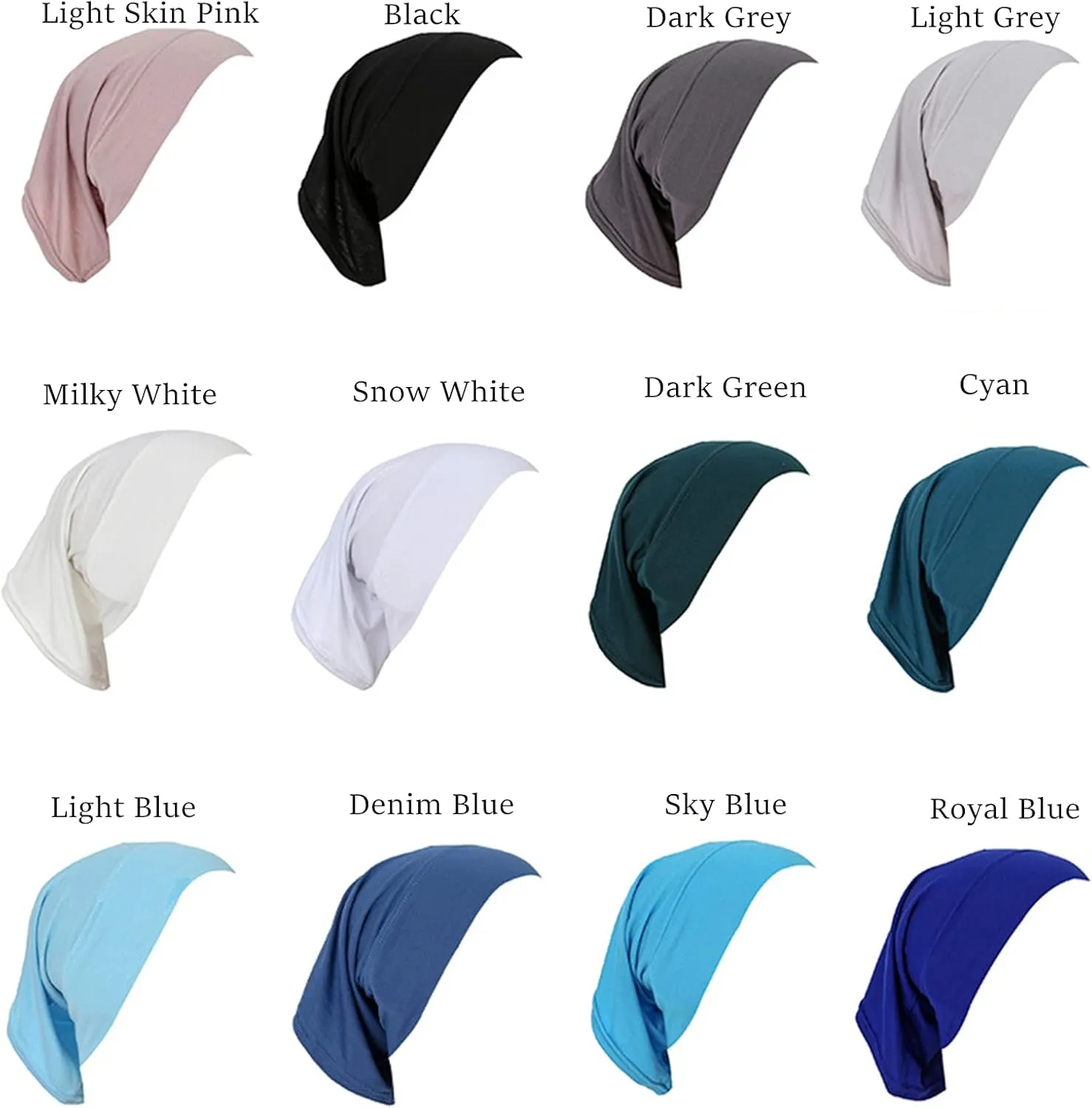 Yizelli Under Scarf Tube Cap with Brim Solid Color Hijab Accessory Women's Stretch Under Scarf Turban Hat
