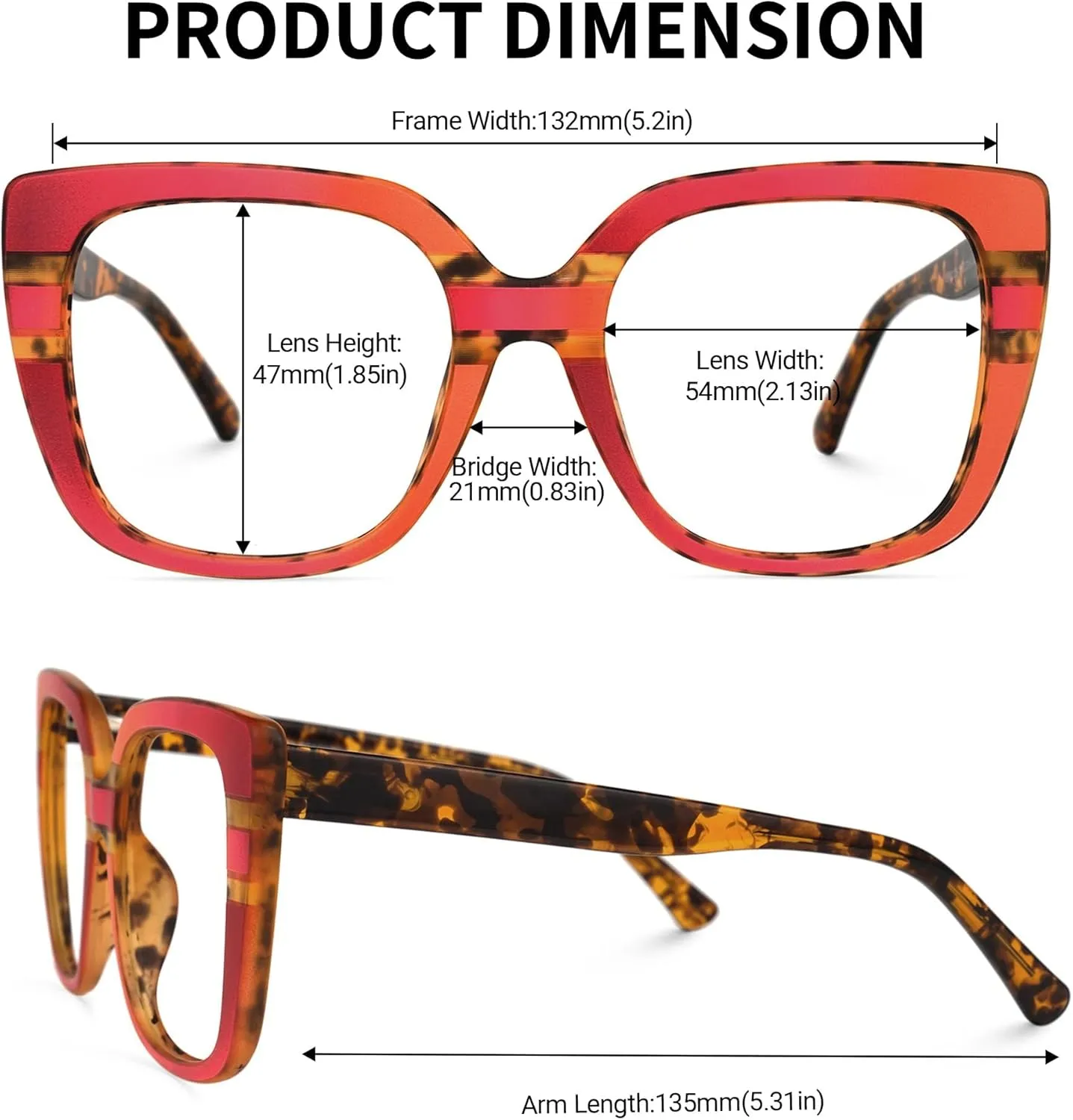 Zeelool Readers Stylish Oversized Square Reading Glasses Blue Light Blocking for Women Brenda ZOP02126