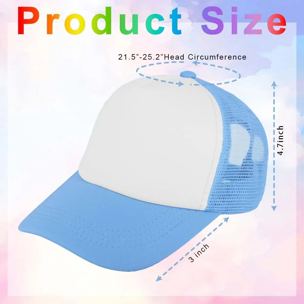 ZH 12 Pcs Sublimation Trucker Hats Blank Mesh Baseball Cap Polyester Bulk Mesh Trucker Hat for Men and Women