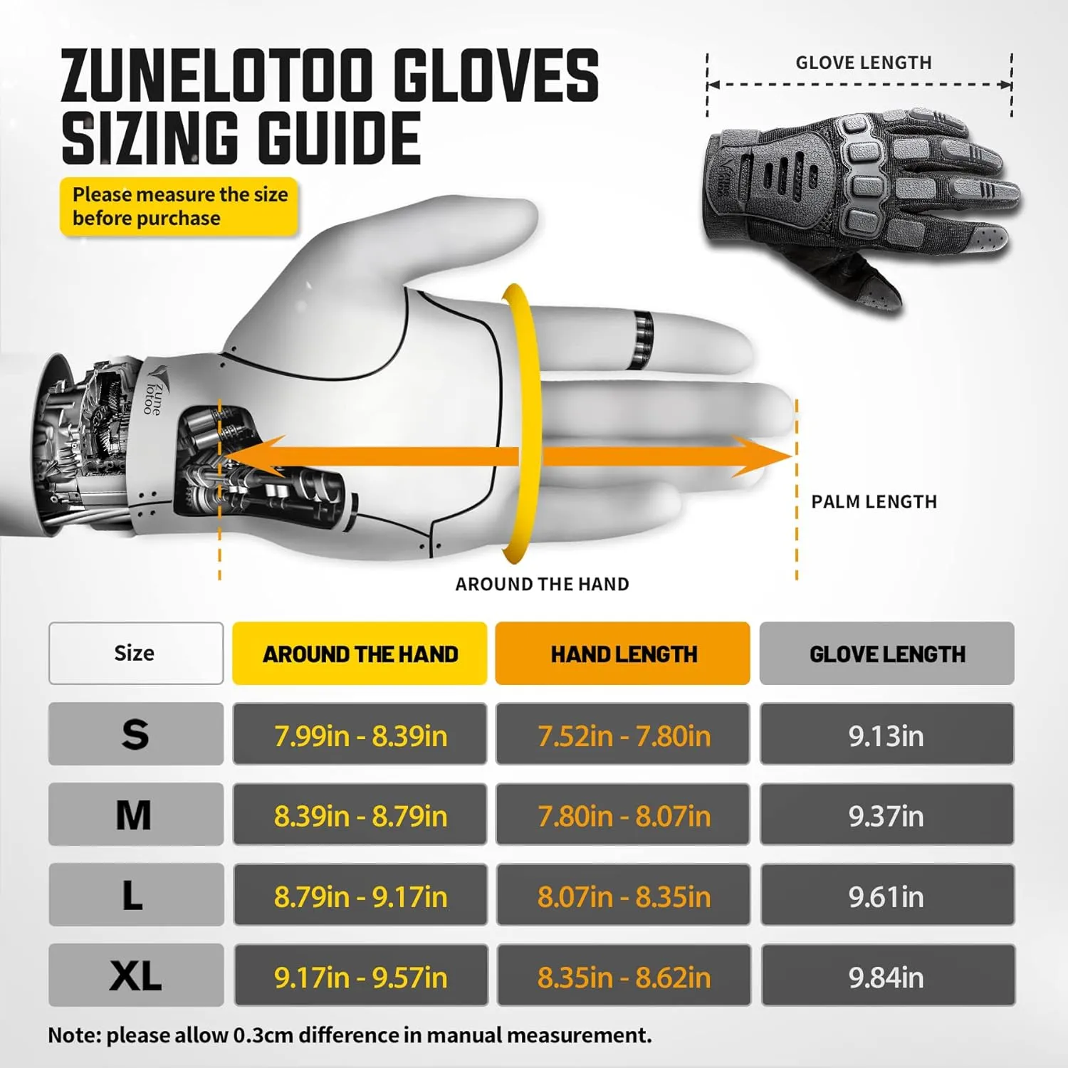 ZUNE LOTOO Touchscreen Tactical Gloves Men with TPR Finger Impact Protection & Palm Padded for Motorcycle Airsoft Paintball Range Work
